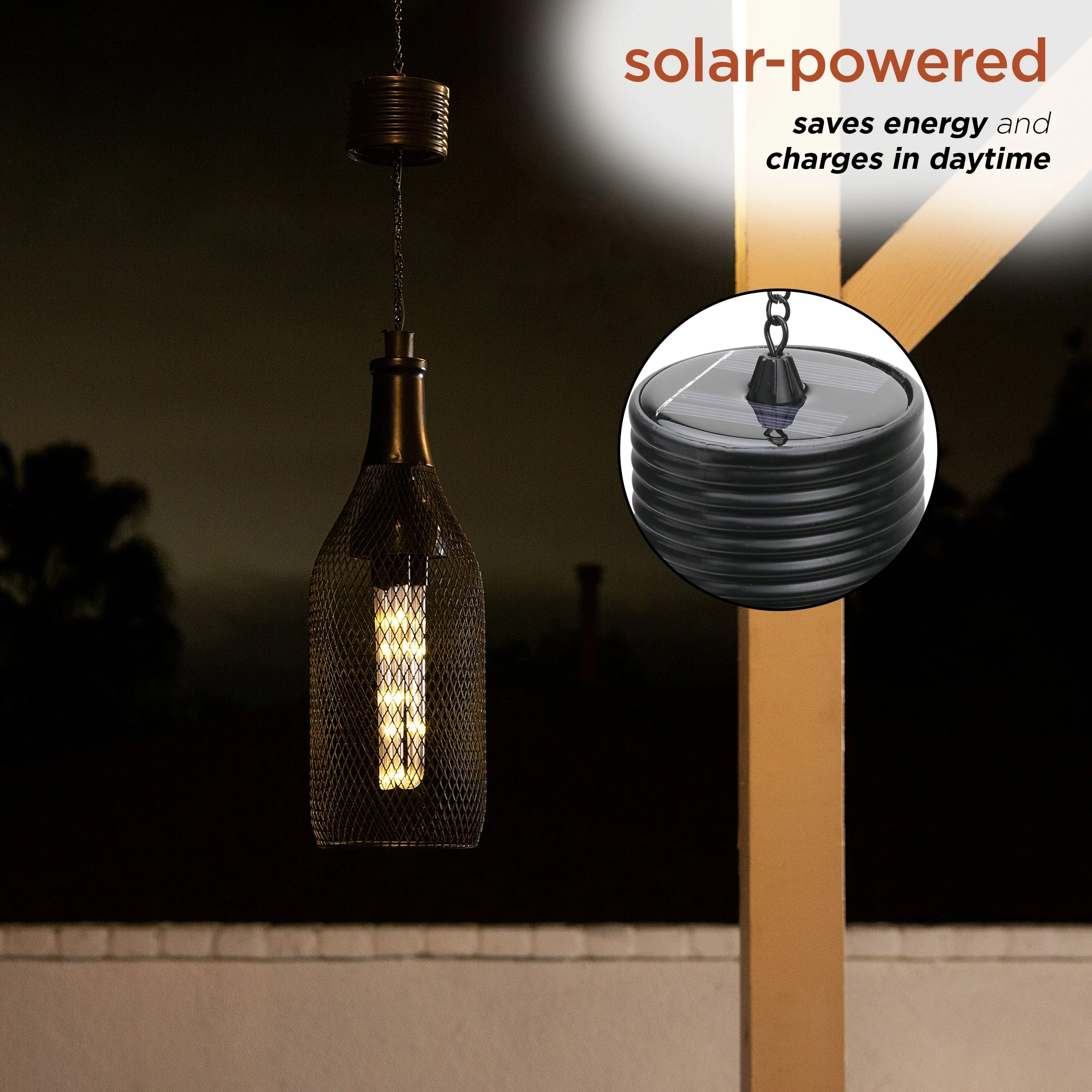 Wholesale π Alpine Corporation 13" Tall Hanging Solar Powered Outdoor Mesh Lantern With LED Lights, Black βοΈ - Image 4