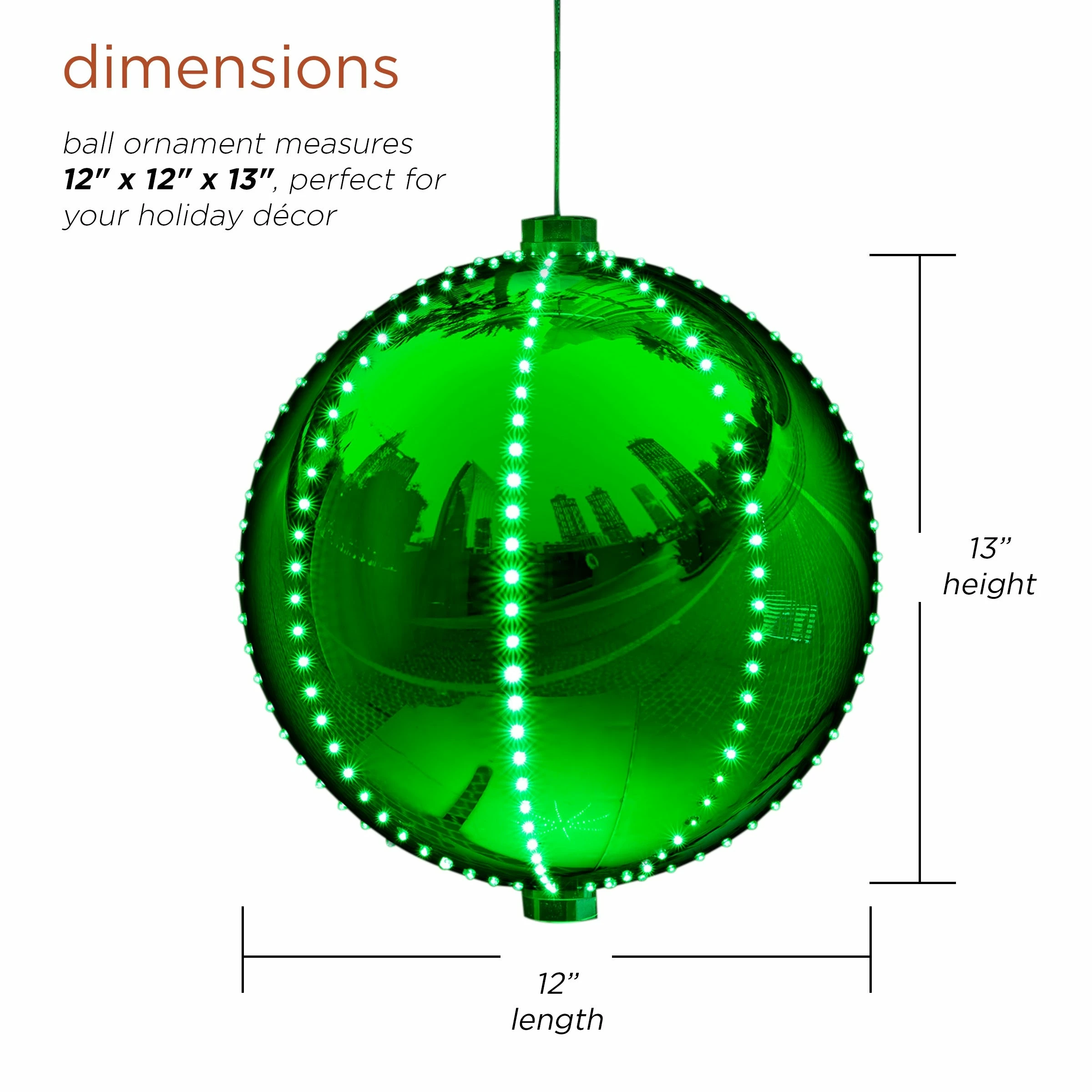 New π Alpine Corporation 13"H Indoor Hanging π Christmas Ball Ornament With LED Lights Silver π - Image 14