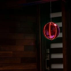 New 🌟 Alpine Corporation 13"H Indoor Hanging 🎄 Christmas Ball Ornament With LED Lights Silver 😍