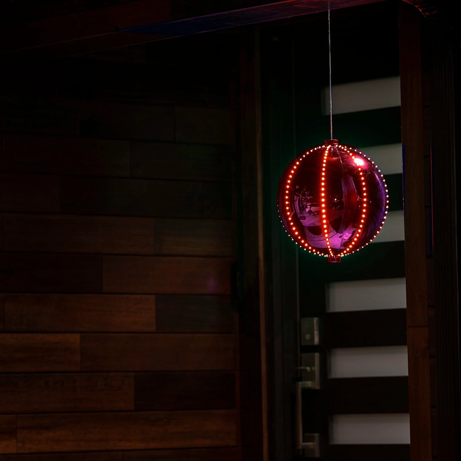 New π Alpine Corporation 13"H Indoor Hanging π Christmas Ball Ornament With LED Lights Silver π