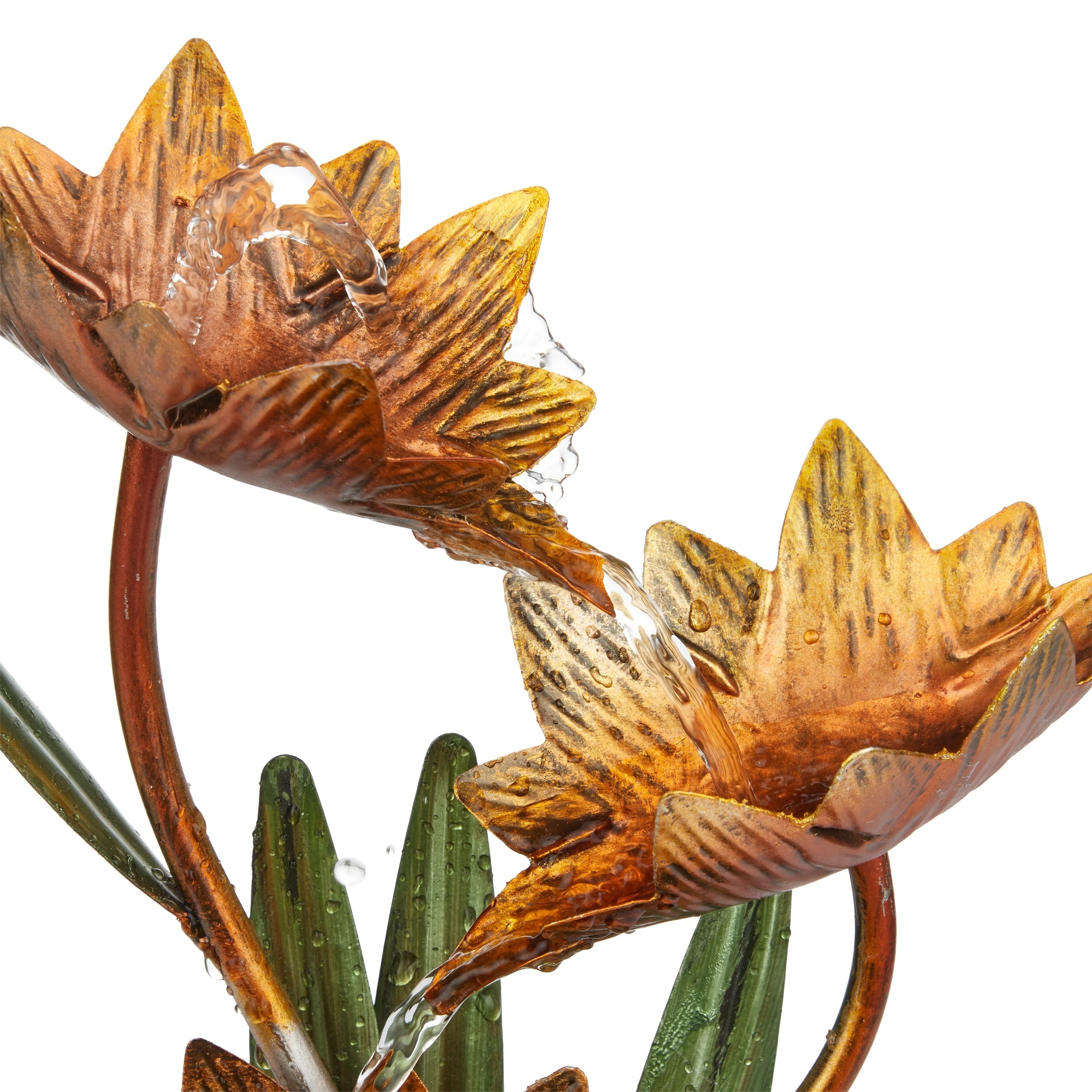 Outlet π Alpine Corporation 13"H Indoor Multi-Tier Metal Lotus Flower Tabletop Fountain With Stone-Filled Base π - Image 11