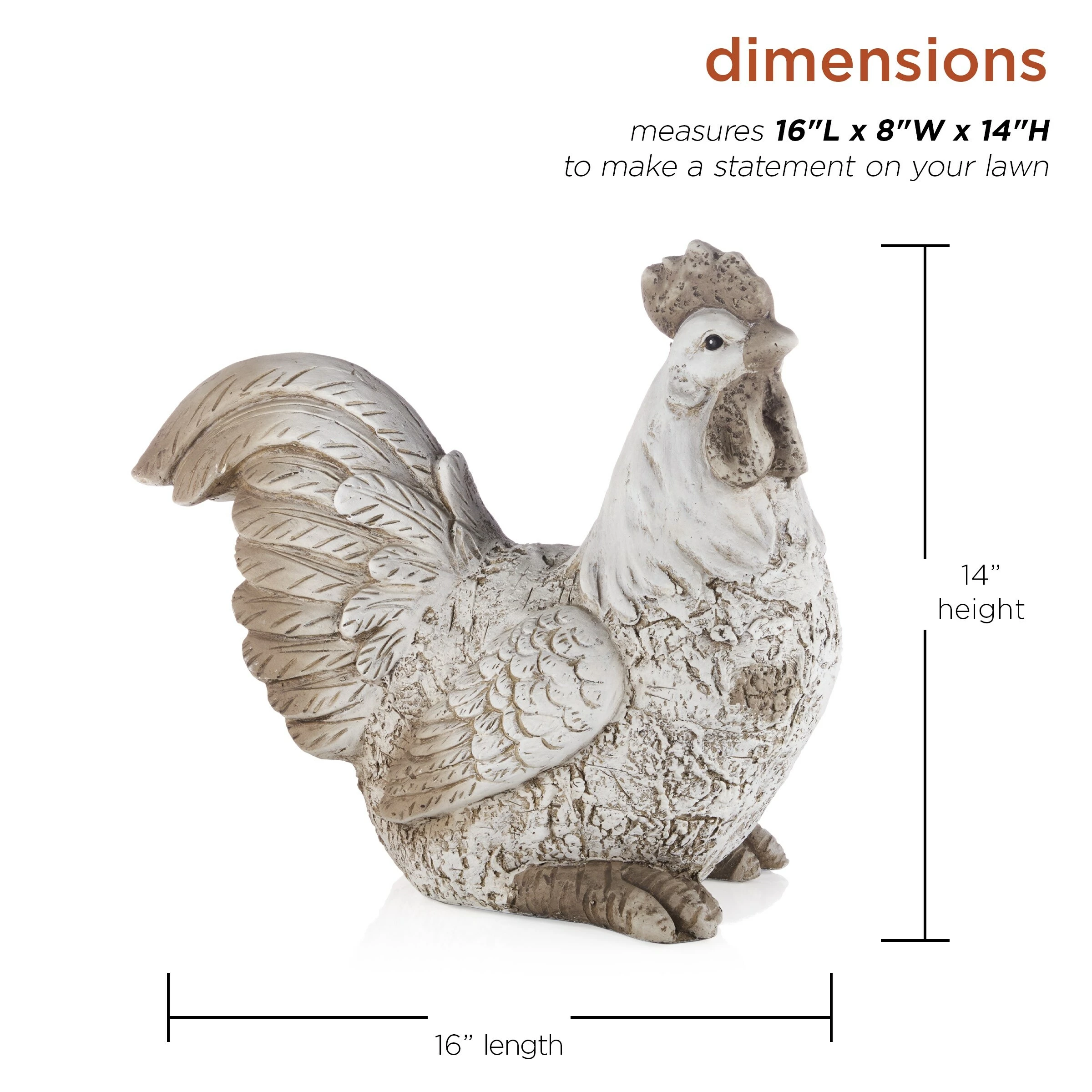 Wholesale π€© Alpine Corporation 14"H Indoor/Outdoor Sitting Rooster Decorative Garden Statue, Antique White π - Image 3