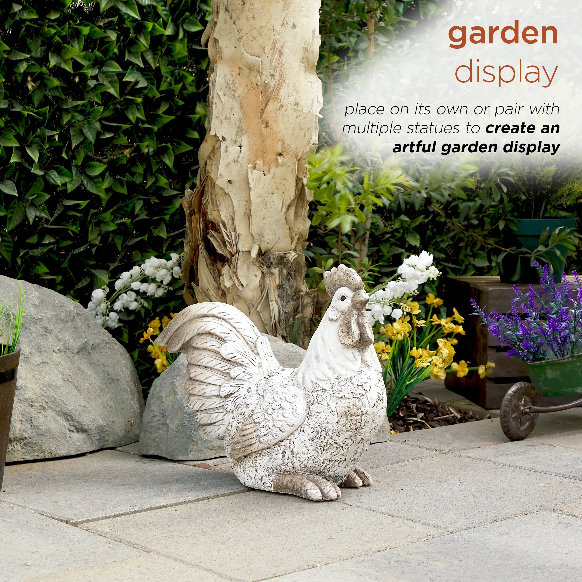 Wholesale π€© Alpine Corporation 14"H Indoor/Outdoor Sitting Rooster Decorative Garden Statue, Antique White π - Image 6