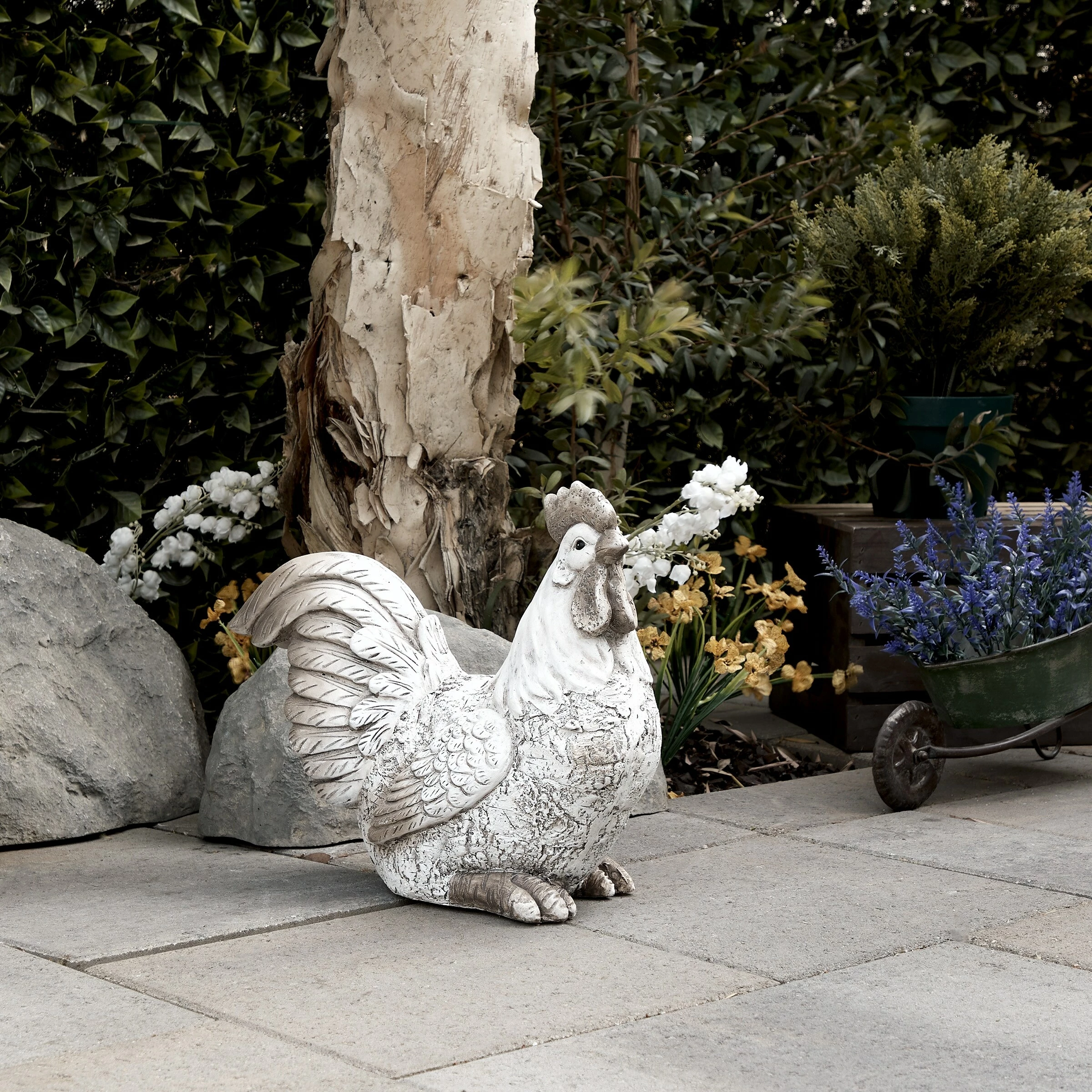 Wholesale π€© Alpine Corporation 14"H Indoor/Outdoor Sitting Rooster Decorative Garden Statue, Antique White π - Image 8