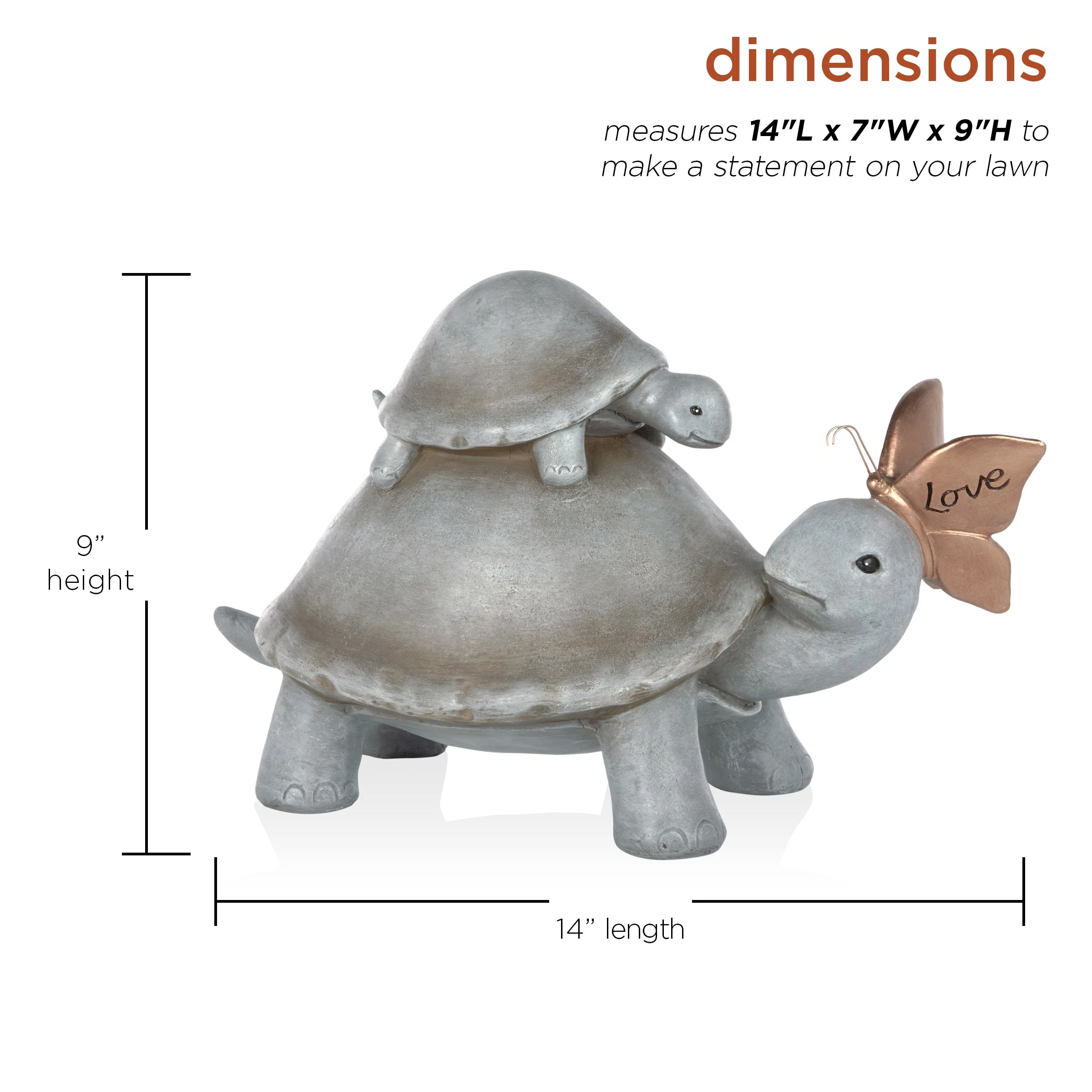 Best Pirce β Alpine Corporation 14"L π© Mother And Baby Turtles With "Love" Butterfly Indoor/Outdoor Decorative Garden Statue π€© - Image 3