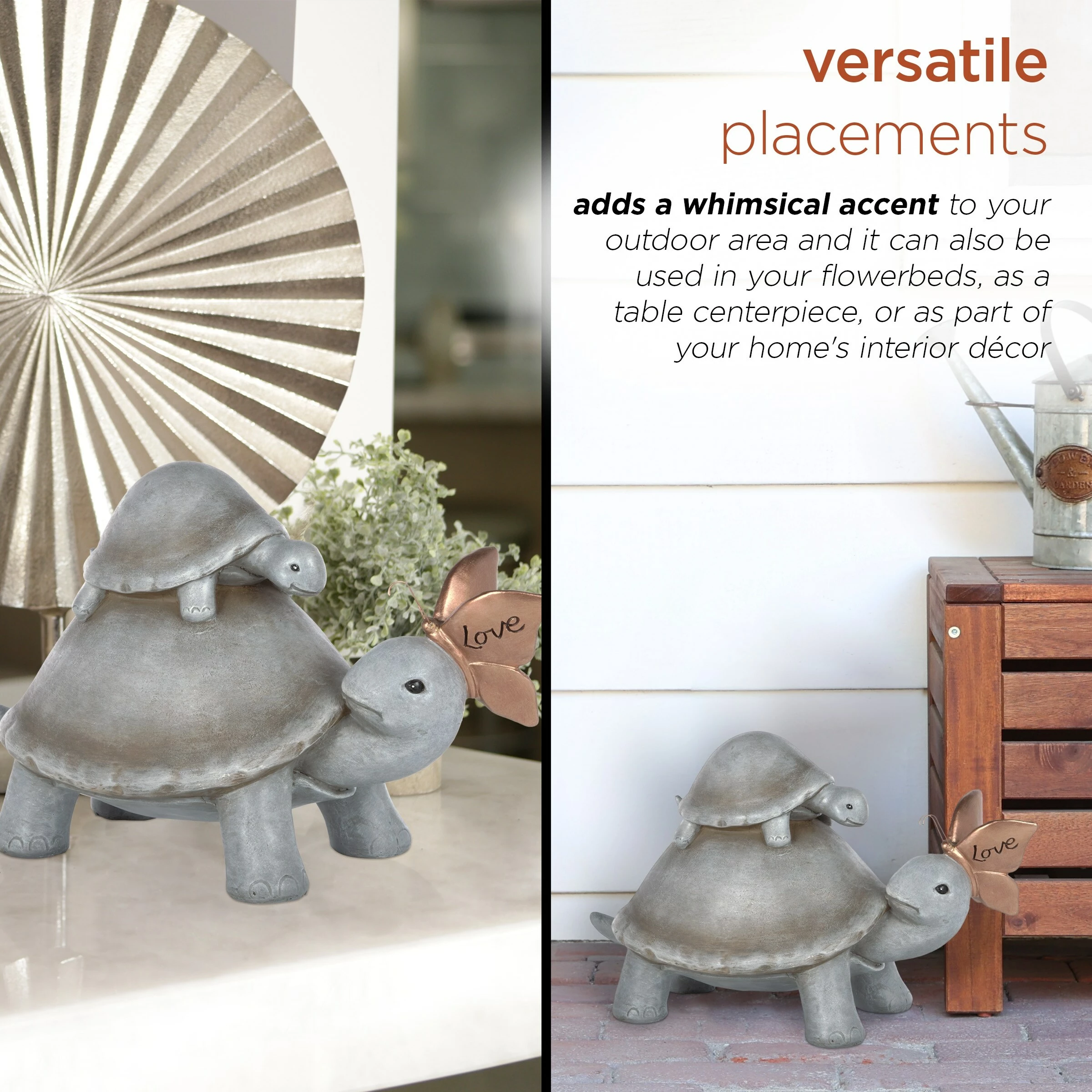 Best Pirce β Alpine Corporation 14"L π© Mother And Baby Turtles With "Love" Butterfly Indoor/Outdoor Decorative Garden Statue π€© - Image 5