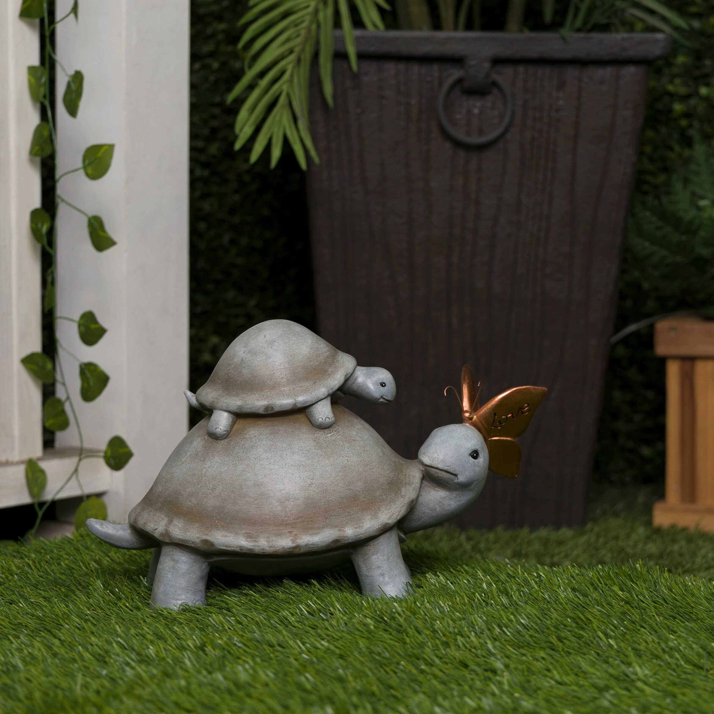 Best Pirce β Alpine Corporation 14"L π© Mother And Baby Turtles With "Love" Butterfly Indoor/Outdoor Decorative Garden Statue π€© - Image 8