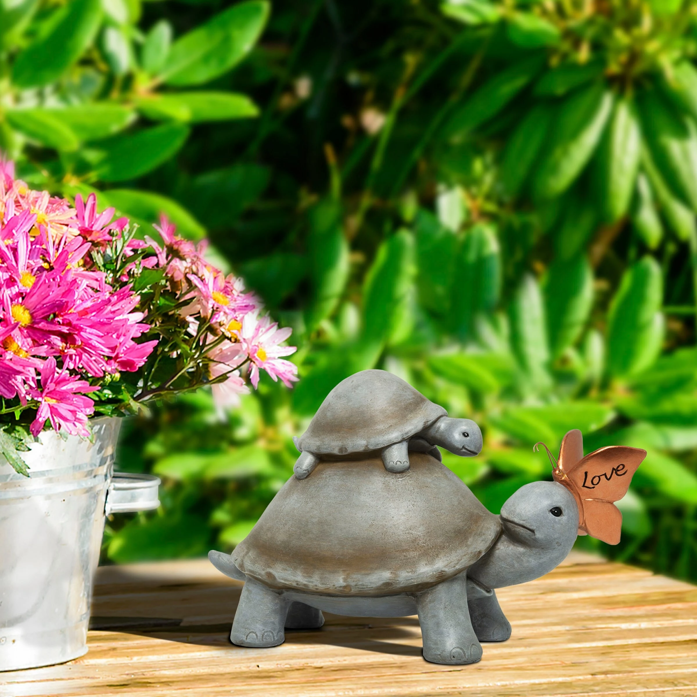 Best Pirce β Alpine Corporation 14"L π© Mother And Baby Turtles With "Love" Butterfly Indoor/Outdoor Decorative Garden Statue π€©