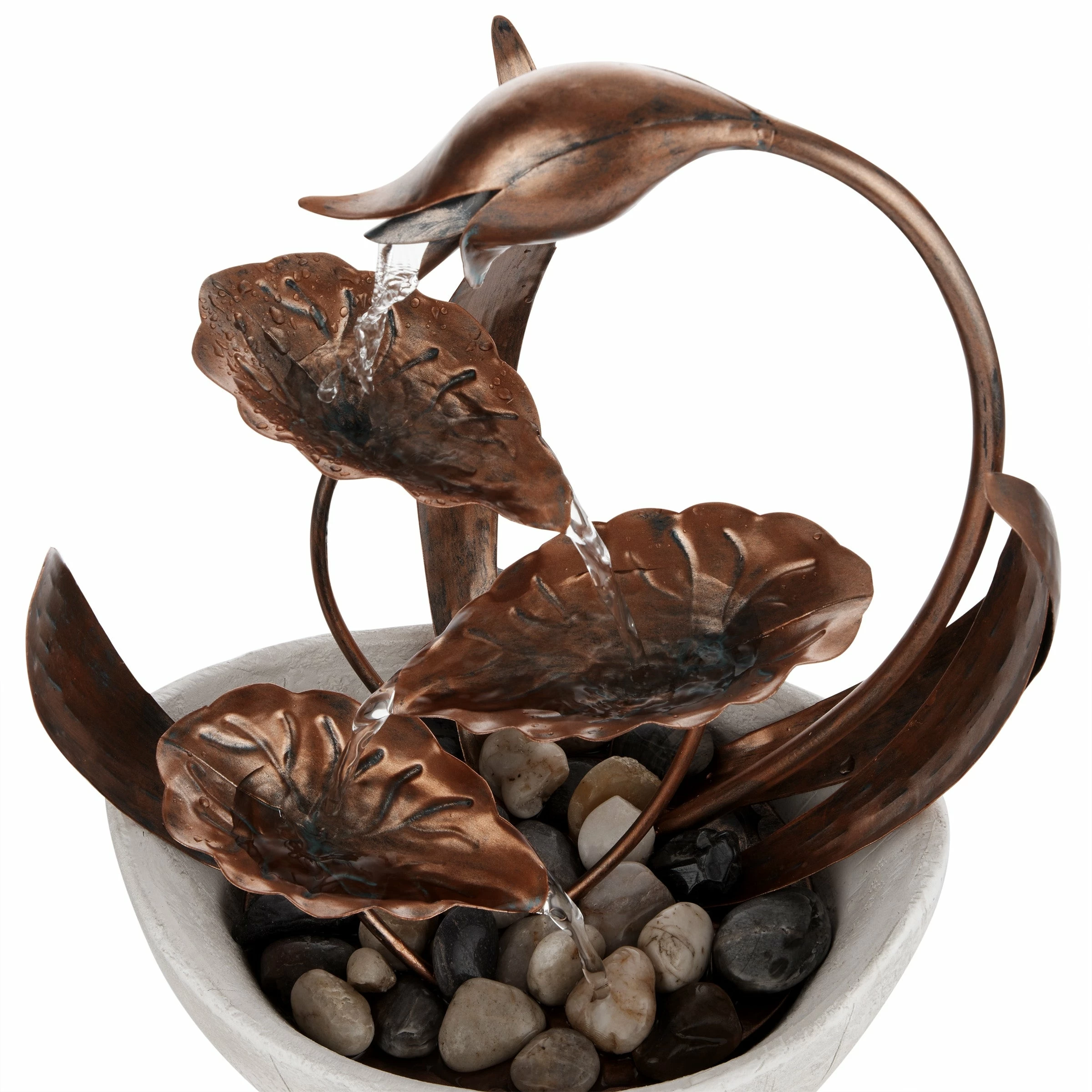 Coupon π Alpine Corporation 15"H Indoor Multi-Tier Metal Floral Leaf Tabletop Fountain With Stone-Filled Base π - Image 10