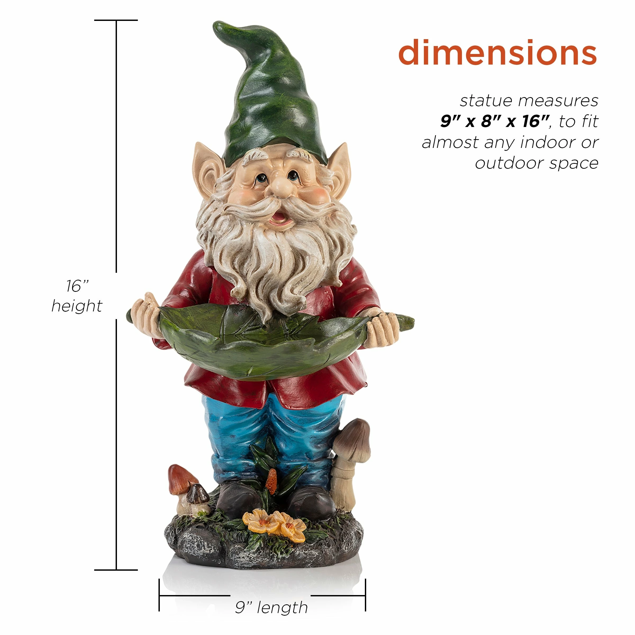Brand new βοΈ Alpine Corporation 16" Tall Outdoor Garden Gnome And Bird Feeder Yard Statue Decoration π₯° - Image 3