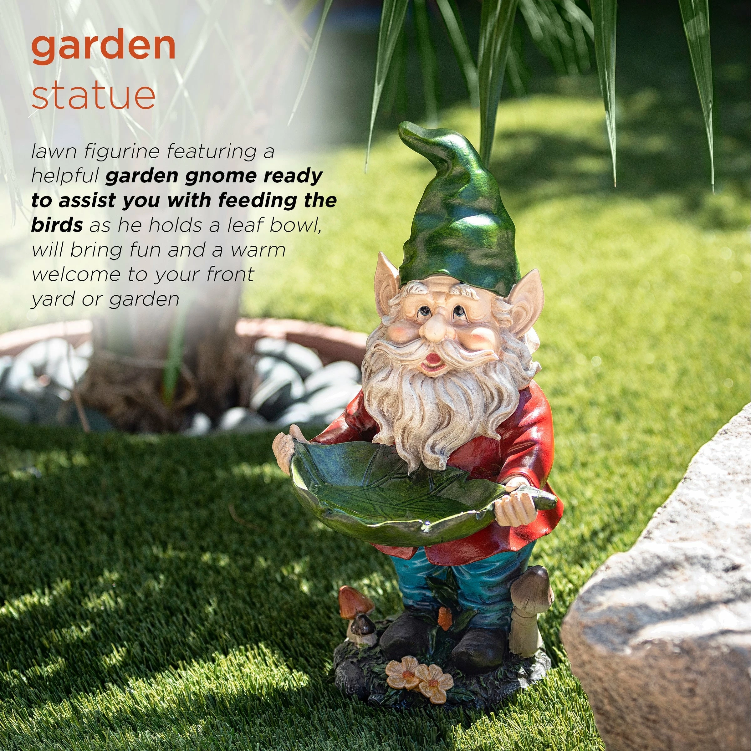 Brand new βοΈ Alpine Corporation 16" Tall Outdoor Garden Gnome And Bird Feeder Yard Statue Decoration π₯° - Image 4