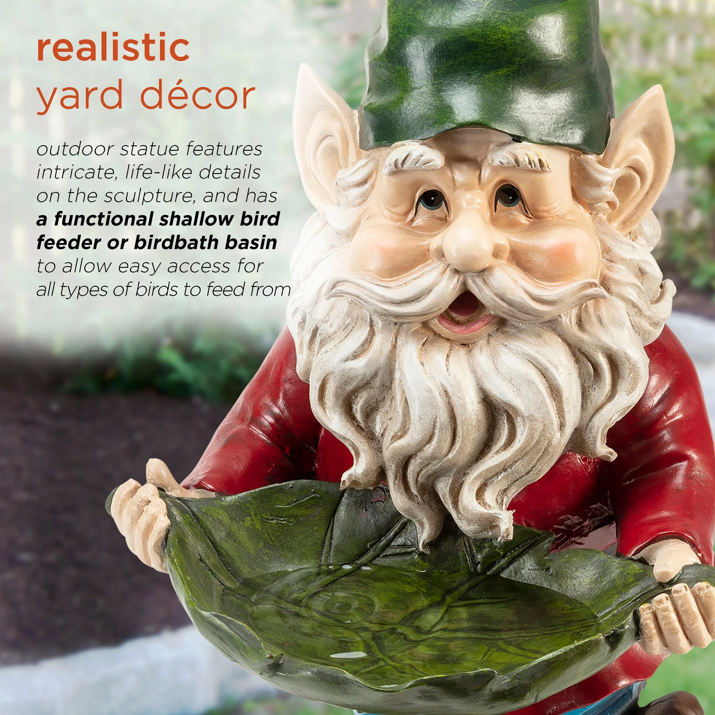 Brand new βοΈ Alpine Corporation 16" Tall Outdoor Garden Gnome And Bird Feeder Yard Statue Decoration π₯° - Image 5