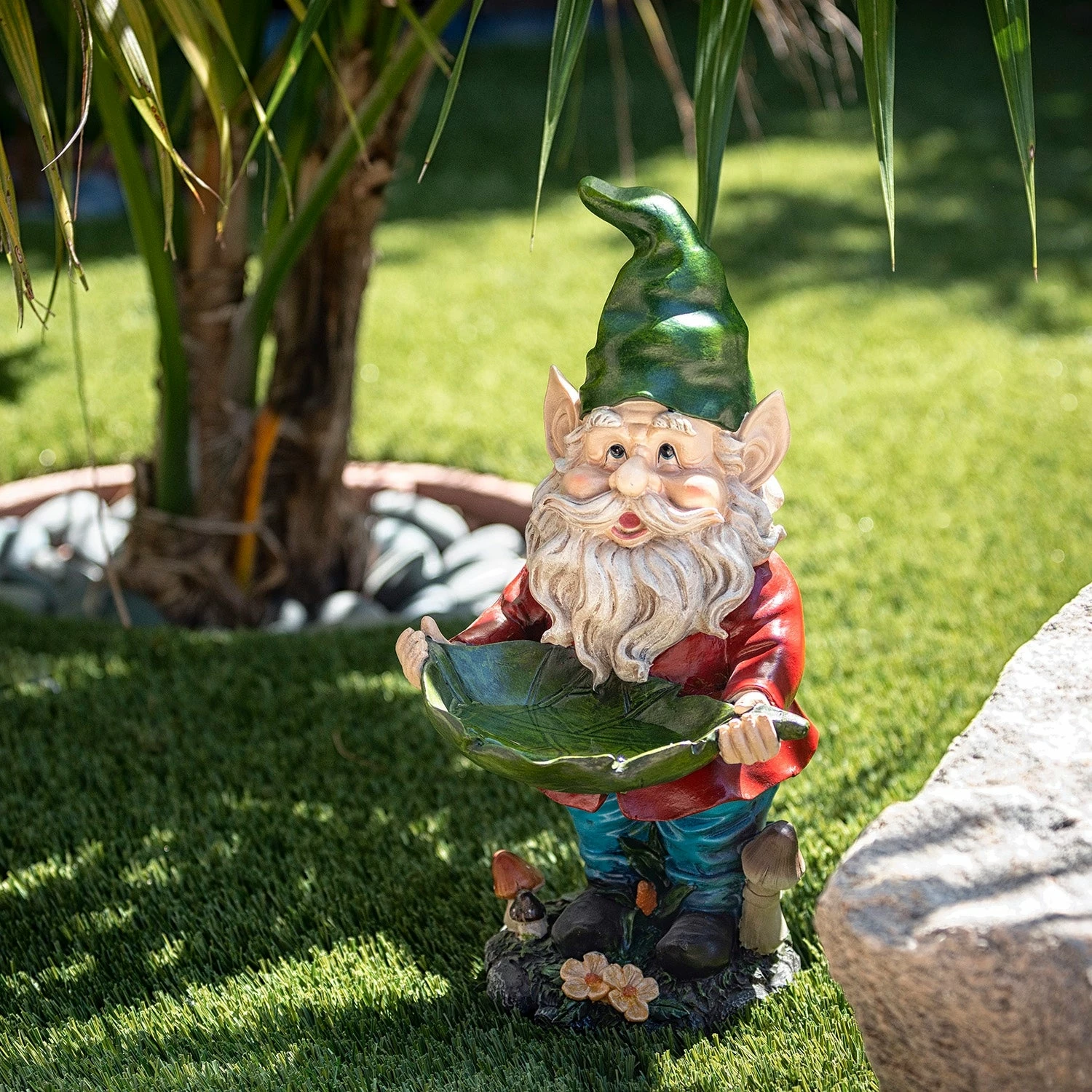 Brand new βοΈ Alpine Corporation 16" Tall Outdoor Garden Gnome And Bird Feeder Yard Statue Decoration π₯°