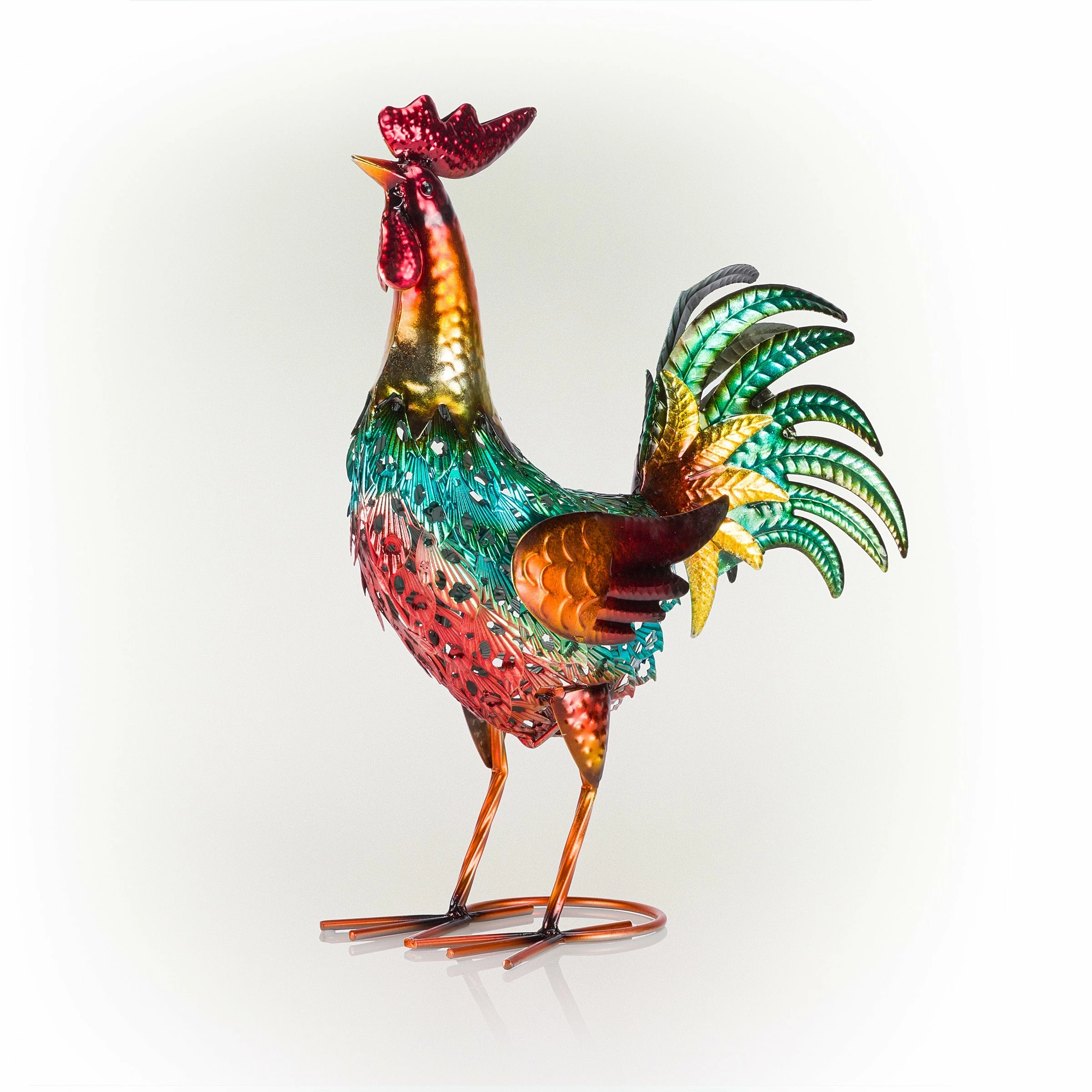 Flash Sale π Alpine Corporation 16" Tall Outdoor Metallic Rooster Standing Yard Statue Decoration Green β¨ - Image 14