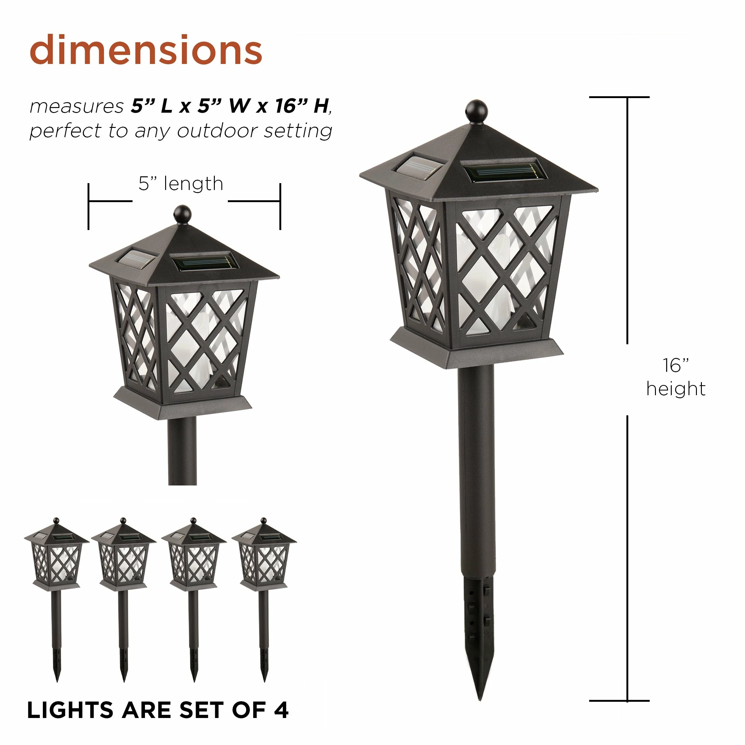 Brand new π€© Alpine Corporation 16" Tall Outdoor Solar Powered Pathway LED Light Stakes (Set Of 4) π - Image 3