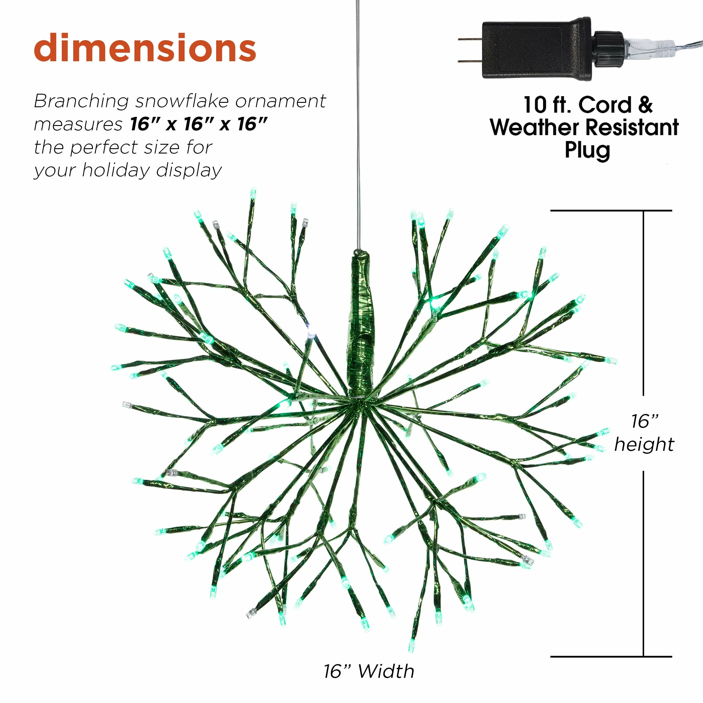 Cheap π Alpine Corporation 16"H Indoor Holiday 3D Snowflake Hanging Ornament With LED Lights Green β 5 Cheap π Alpine Corporation 16"H Indoor Holiday 3D Snowflake Hanging Ornament With LED Lights Green β - Image 3