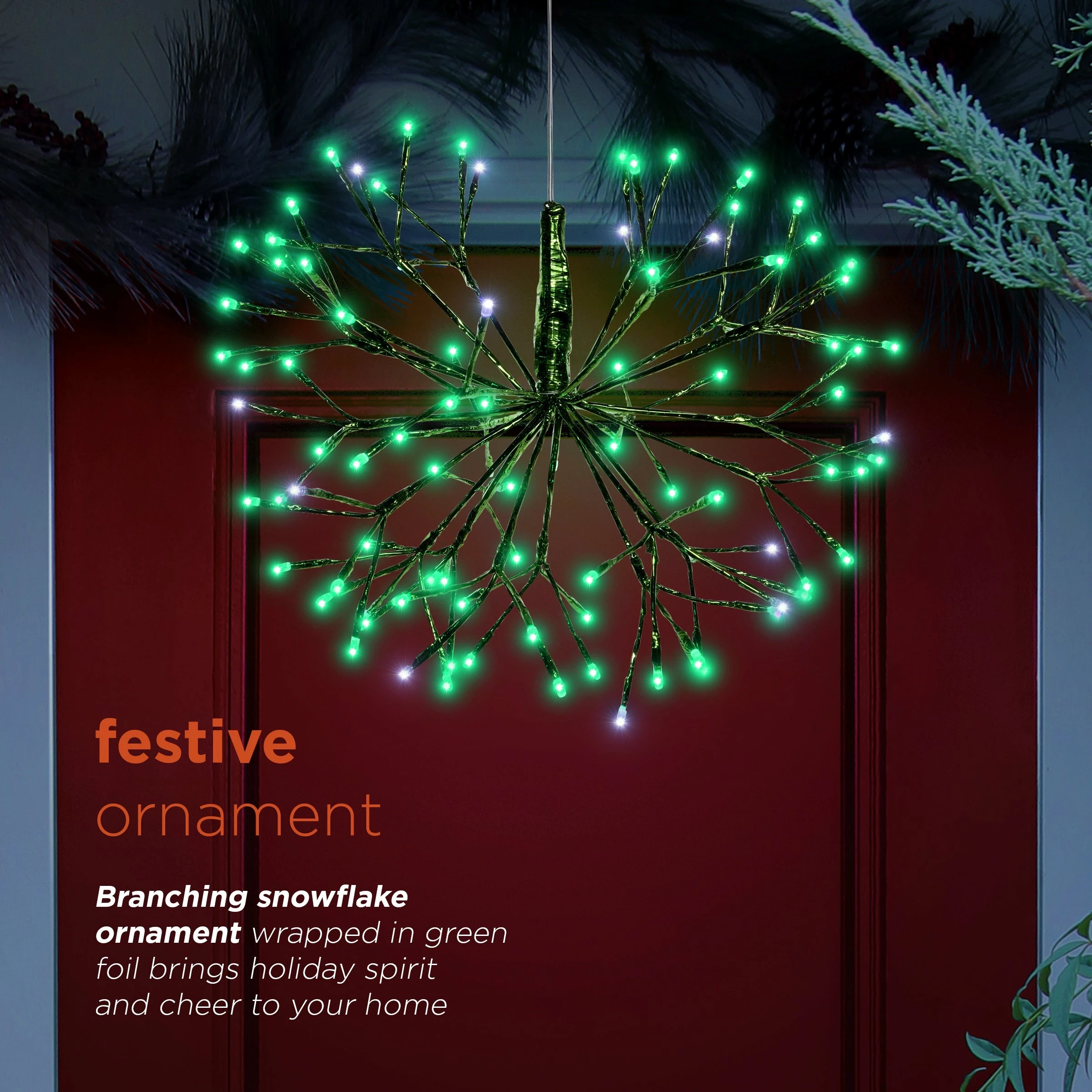 Cheap π Alpine Corporation 16"H Indoor Holiday 3D Snowflake Hanging Ornament With LED Lights Green β 9 Cheap π Alpine Corporation 16"H Indoor Holiday 3D Snowflake Hanging Ornament With LED Lights Green β - Image 7