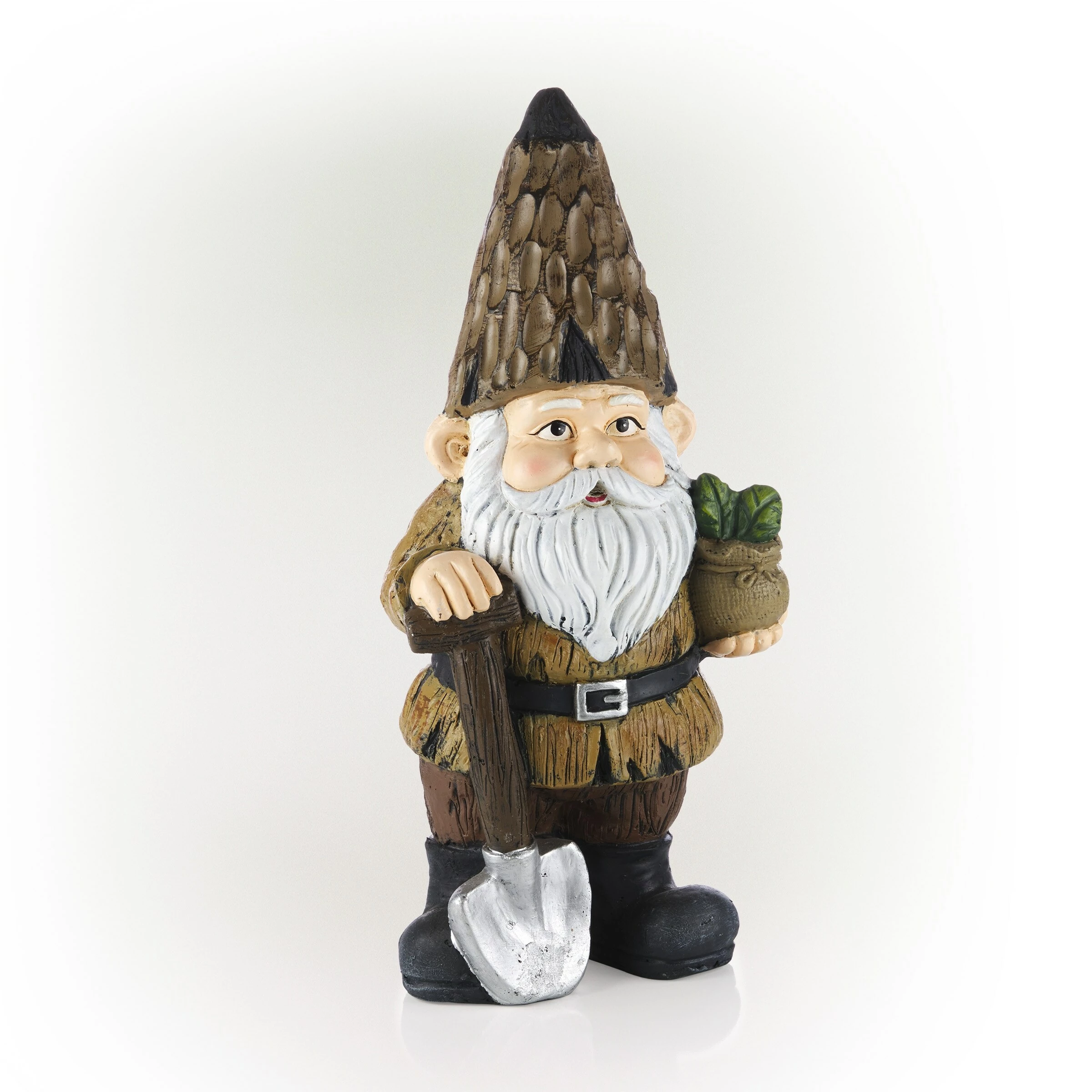 Best reviews of π Alpine Corporation 16"H Indoor/Outdoor Garden Gnome With Shovel And Plant Statue, Brown π - Image 9
