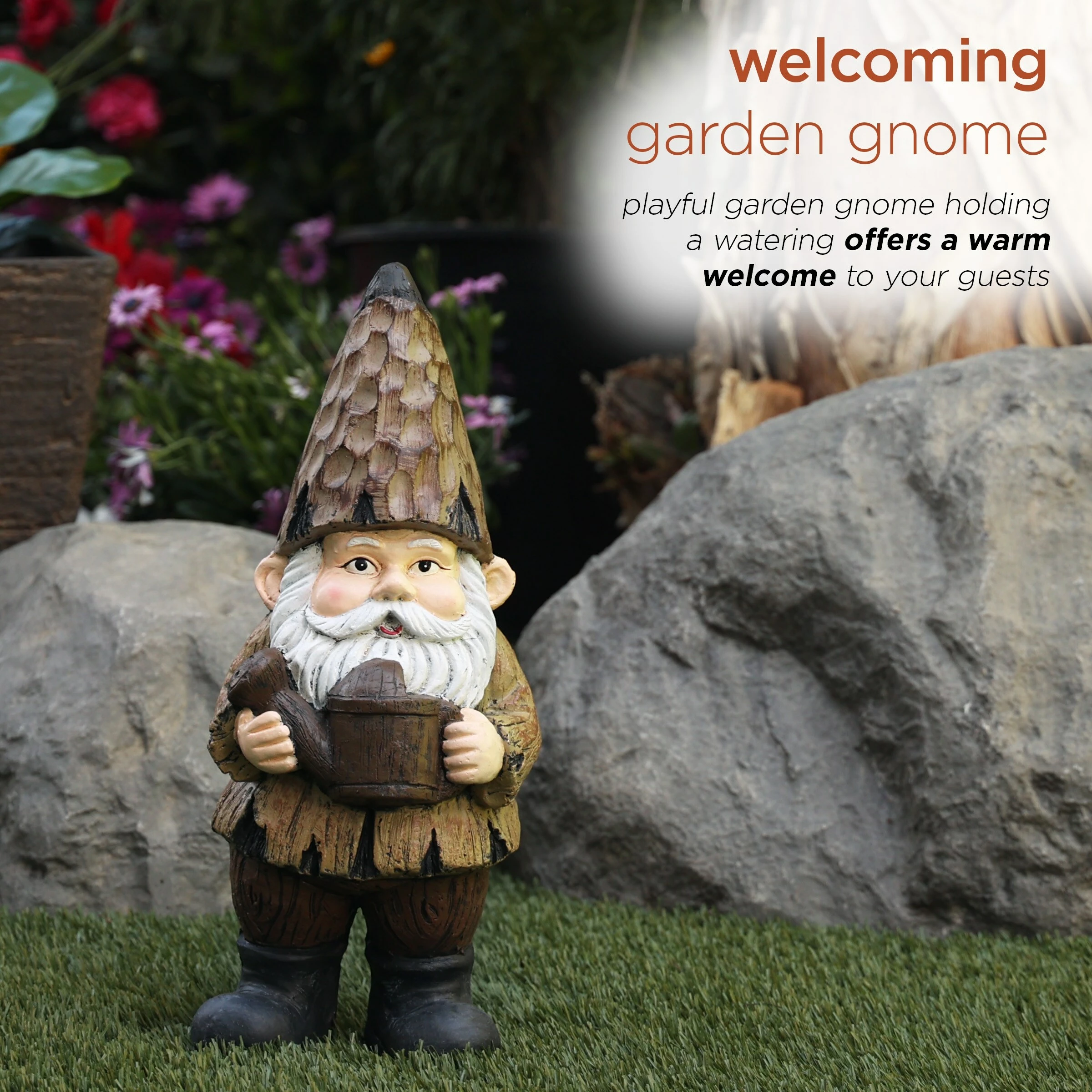 Coupon π₯ Alpine Corporation 16"H Indoor/Outdoor Garden Gnome With Watering Can Statue, Brown β - Image 4