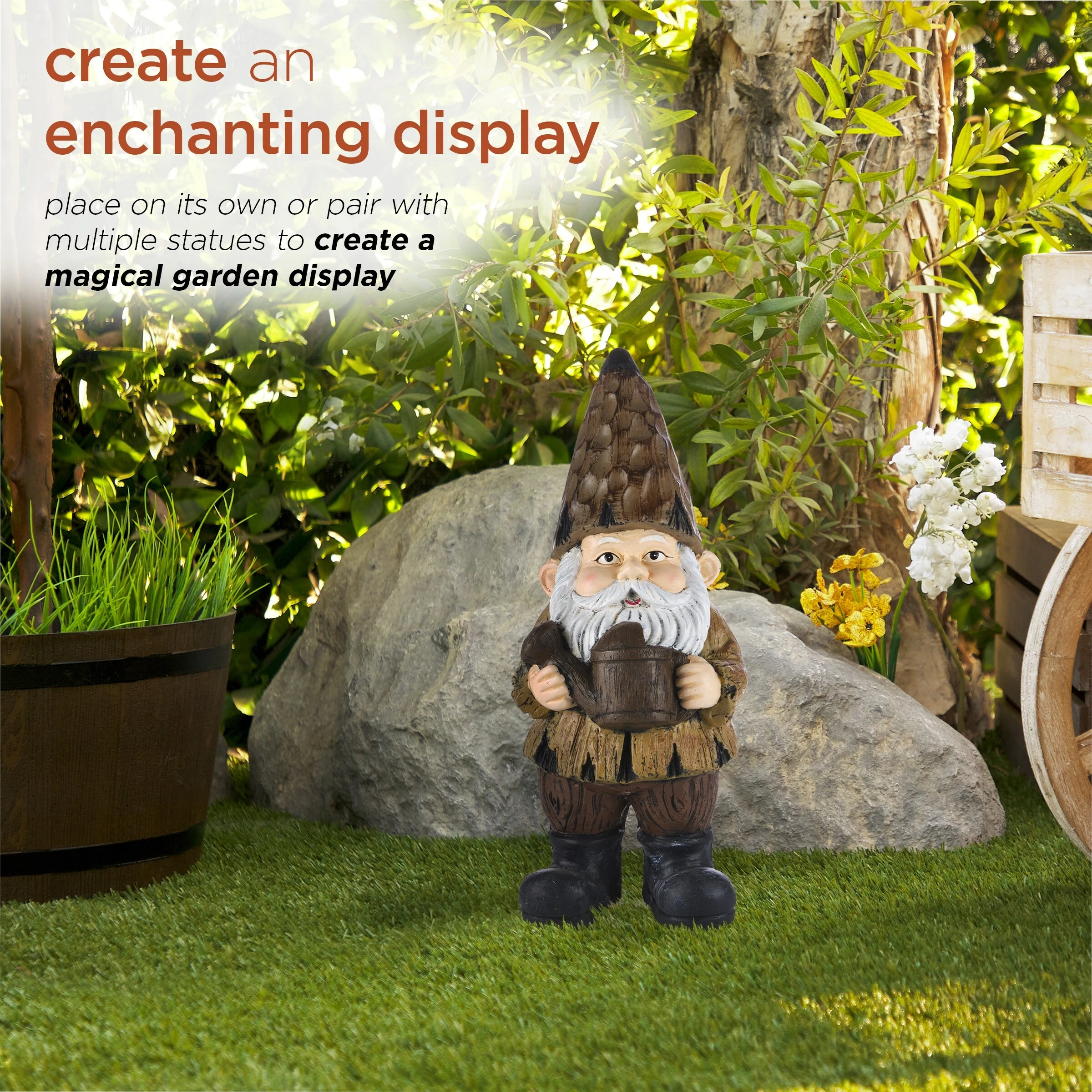 Coupon π₯ Alpine Corporation 16"H Indoor/Outdoor Garden Gnome With Watering Can Statue, Brown β - Image 6