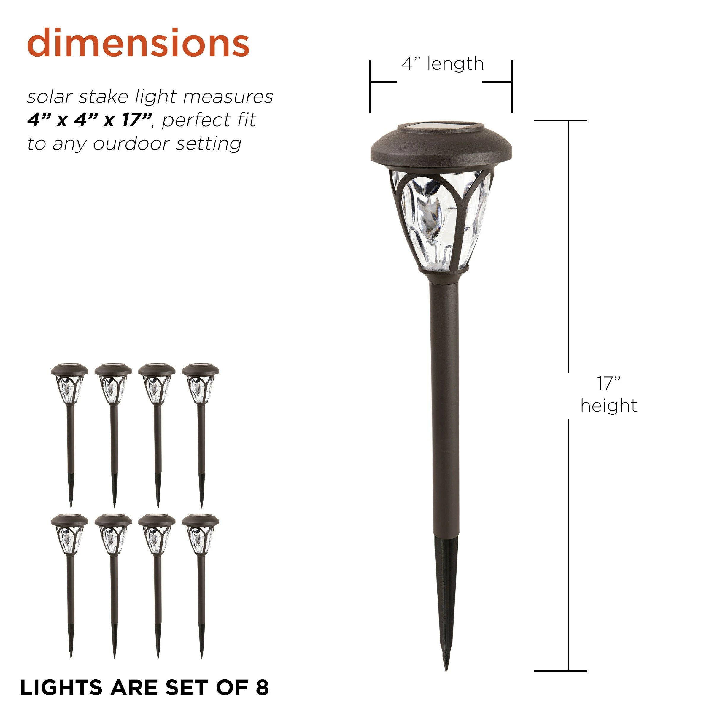 Hot Sale π Alpine Corporation 17" Tall Outdoor Solar Powered Pathway Light Stakes, Brown (Set Of 8) π - Image 3