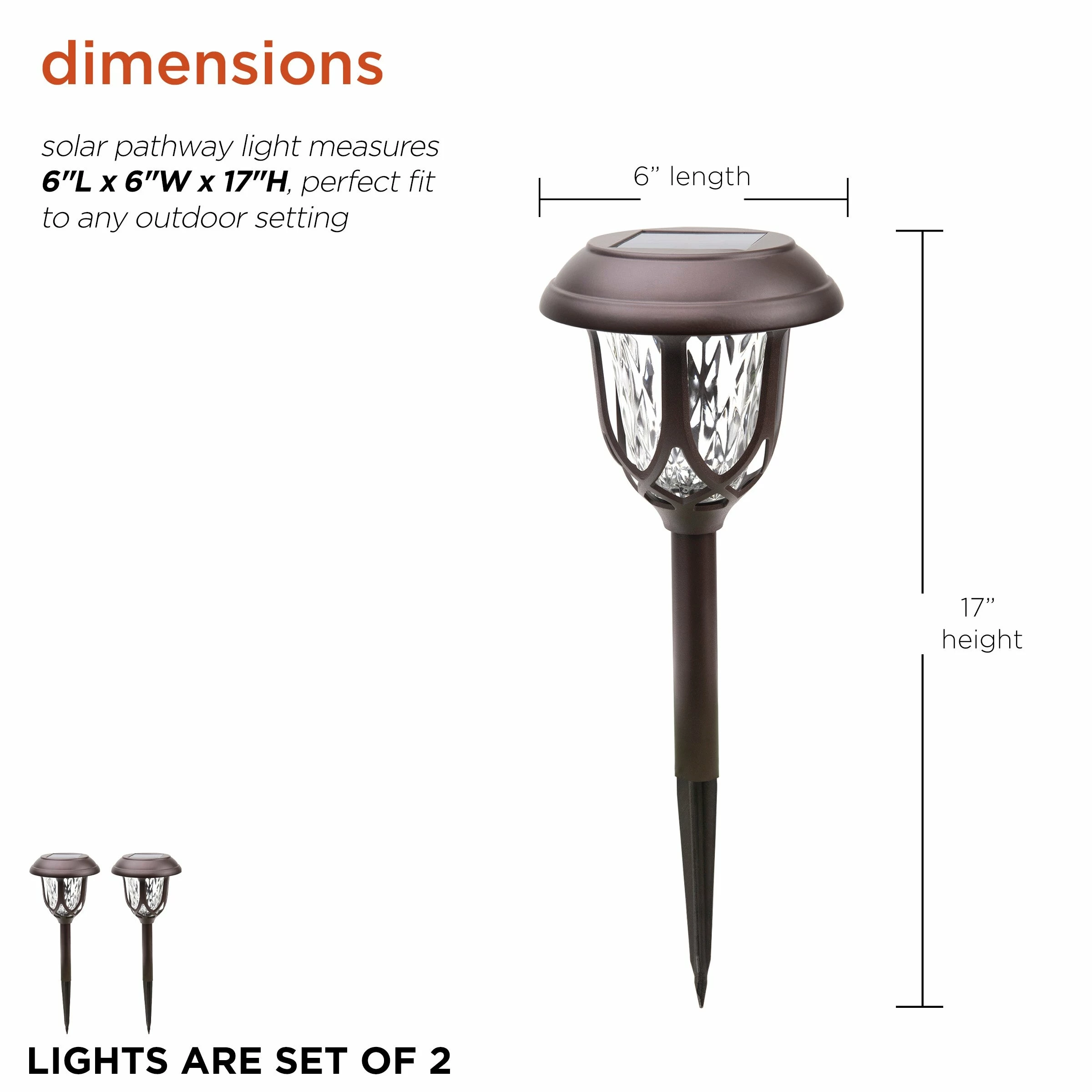 Promo π Alpine Corporation 17" Tall Super Bright High Lumen Outdoor Solar Powered Pathway Light Stakes, Bronze (Set Of 2) β€οΈ - Image 3