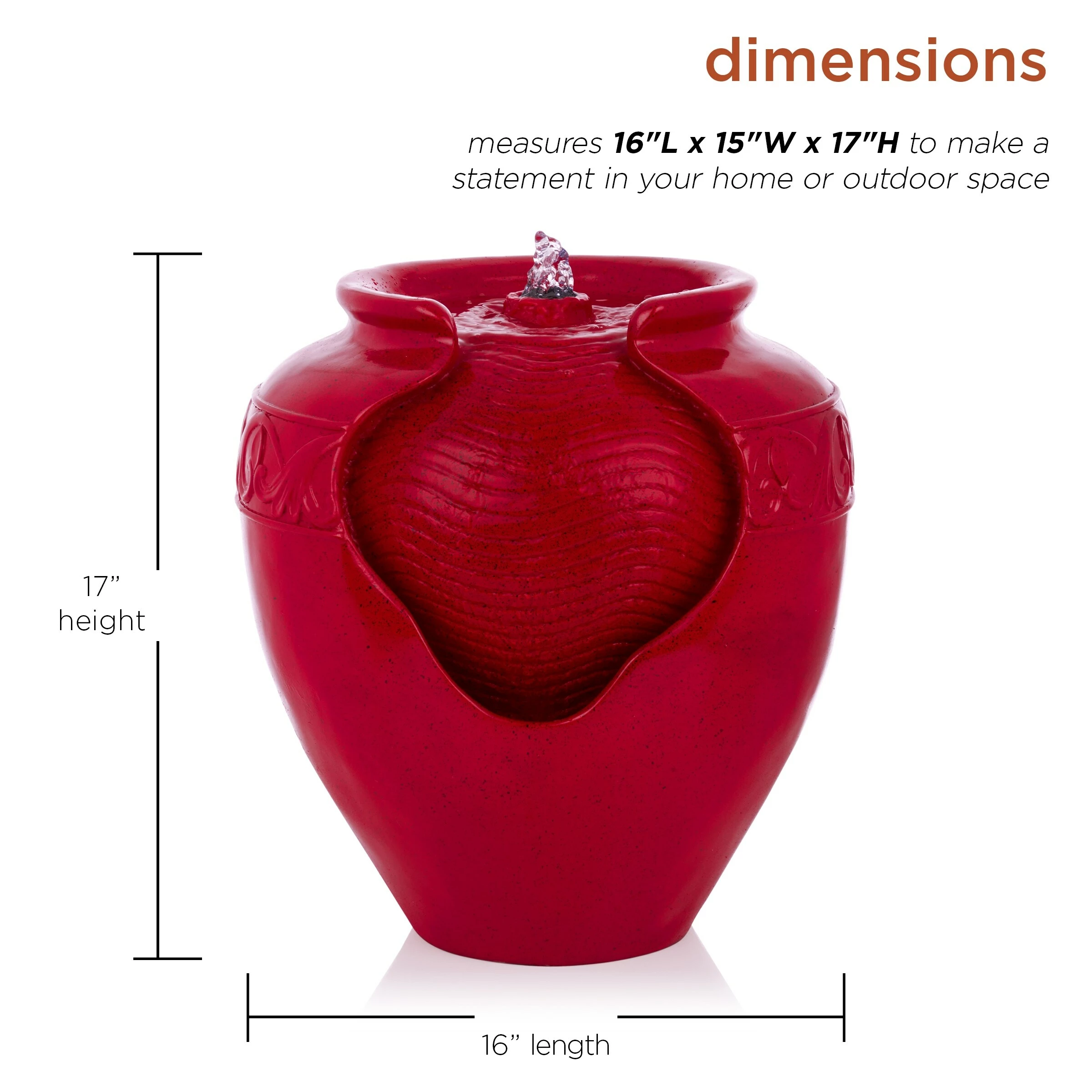 Brand new π Alpine Corporation 17"H Indoor/Outdoor Vase Fountain, Cherry Red β - Image 3