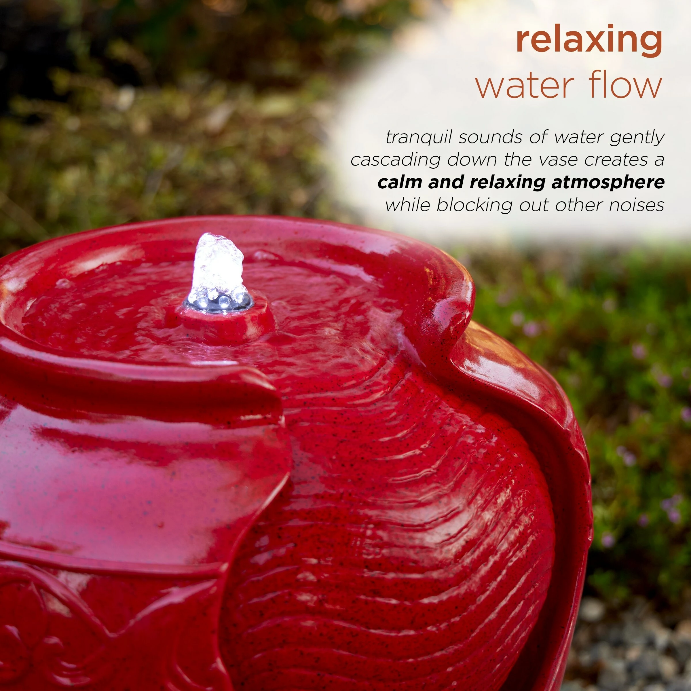 Brand new π Alpine Corporation 17"H Indoor/Outdoor Vase Fountain, Cherry Red β - Image 5