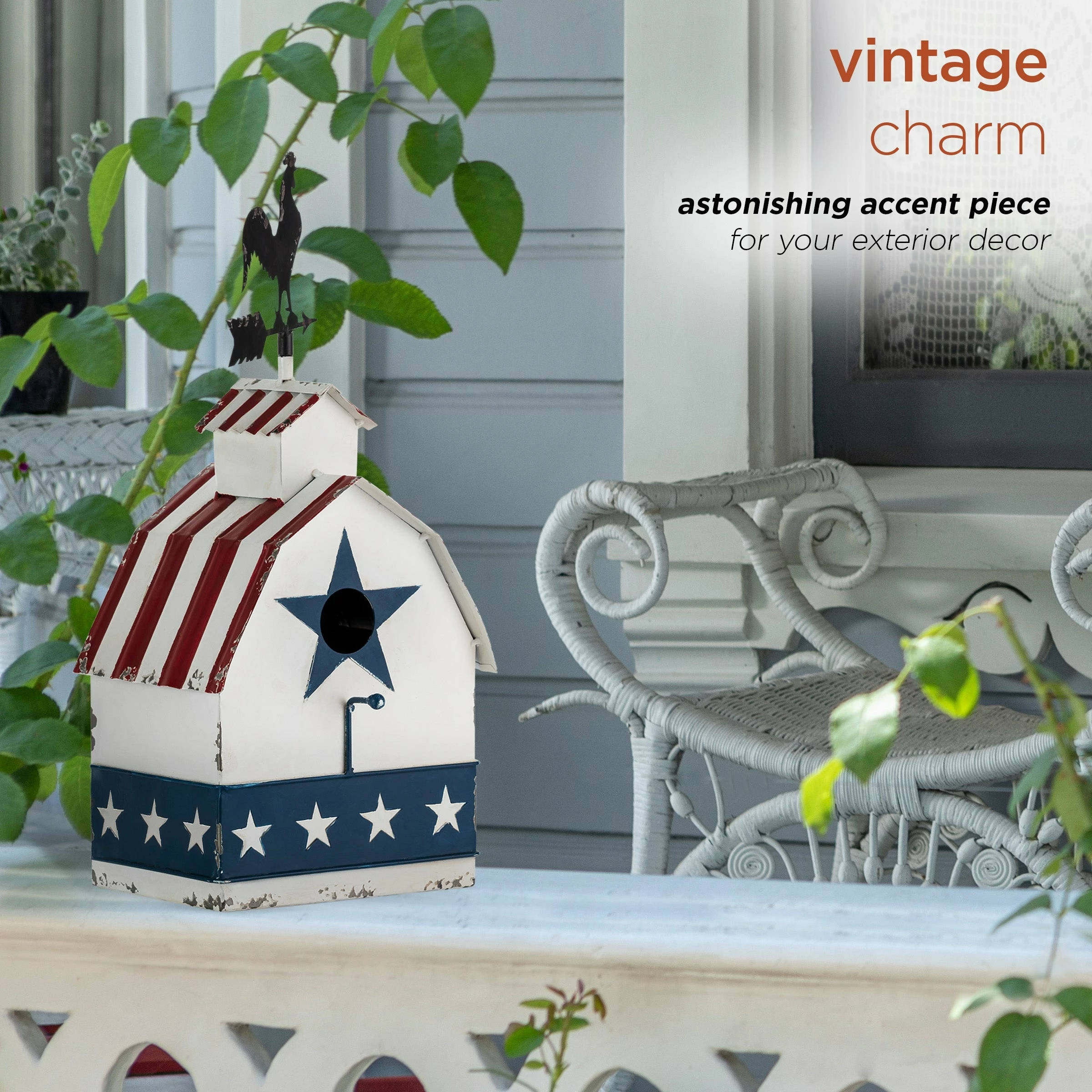 Top 10 π Alpine Corporation 18" Tall Outdoor Patriotic Rooster Vane Top Birdhouse And Perch, Multicolor π - Image 5