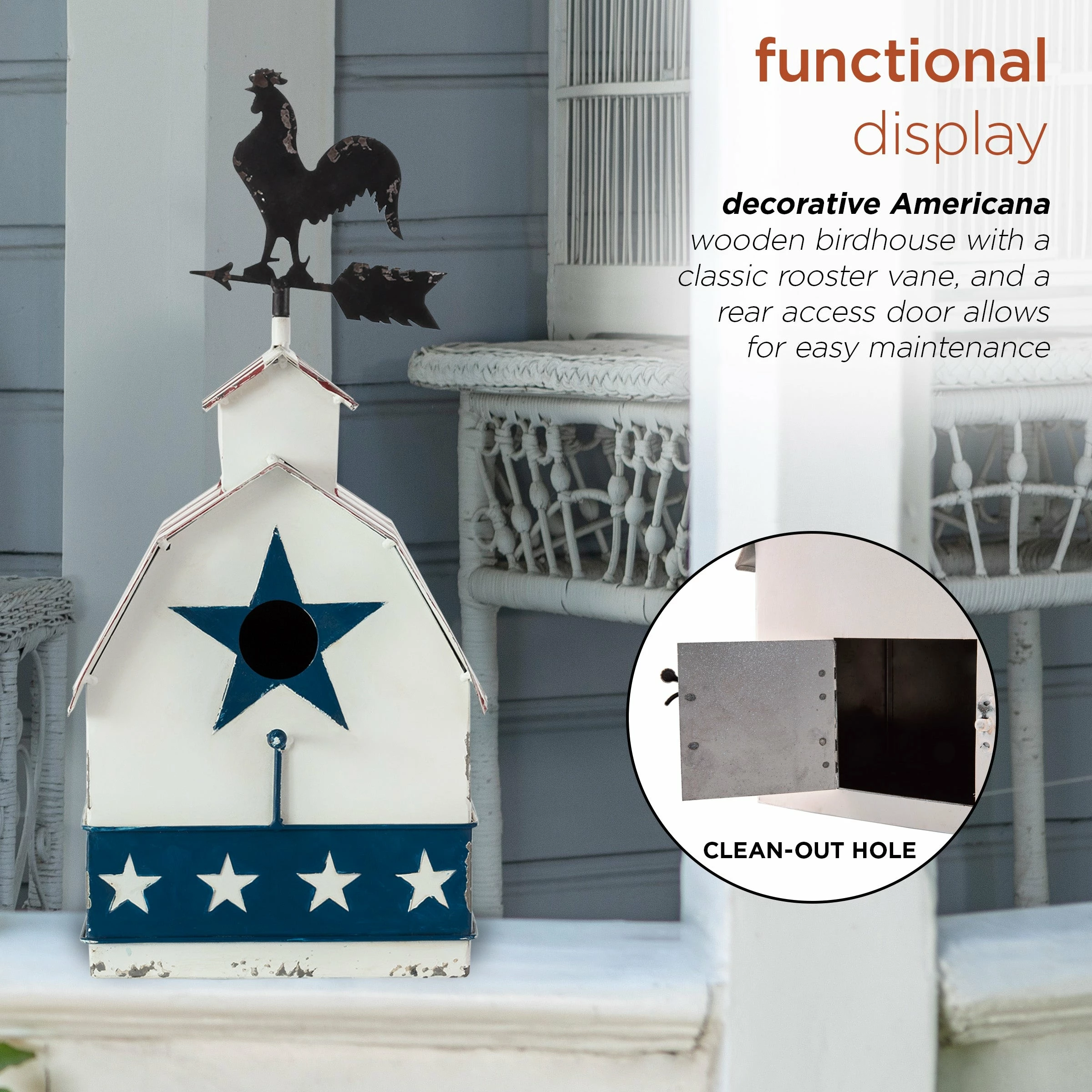 Top 10 π Alpine Corporation 18" Tall Outdoor Patriotic Rooster Vane Top Birdhouse And Perch, Multicolor π - Image 6