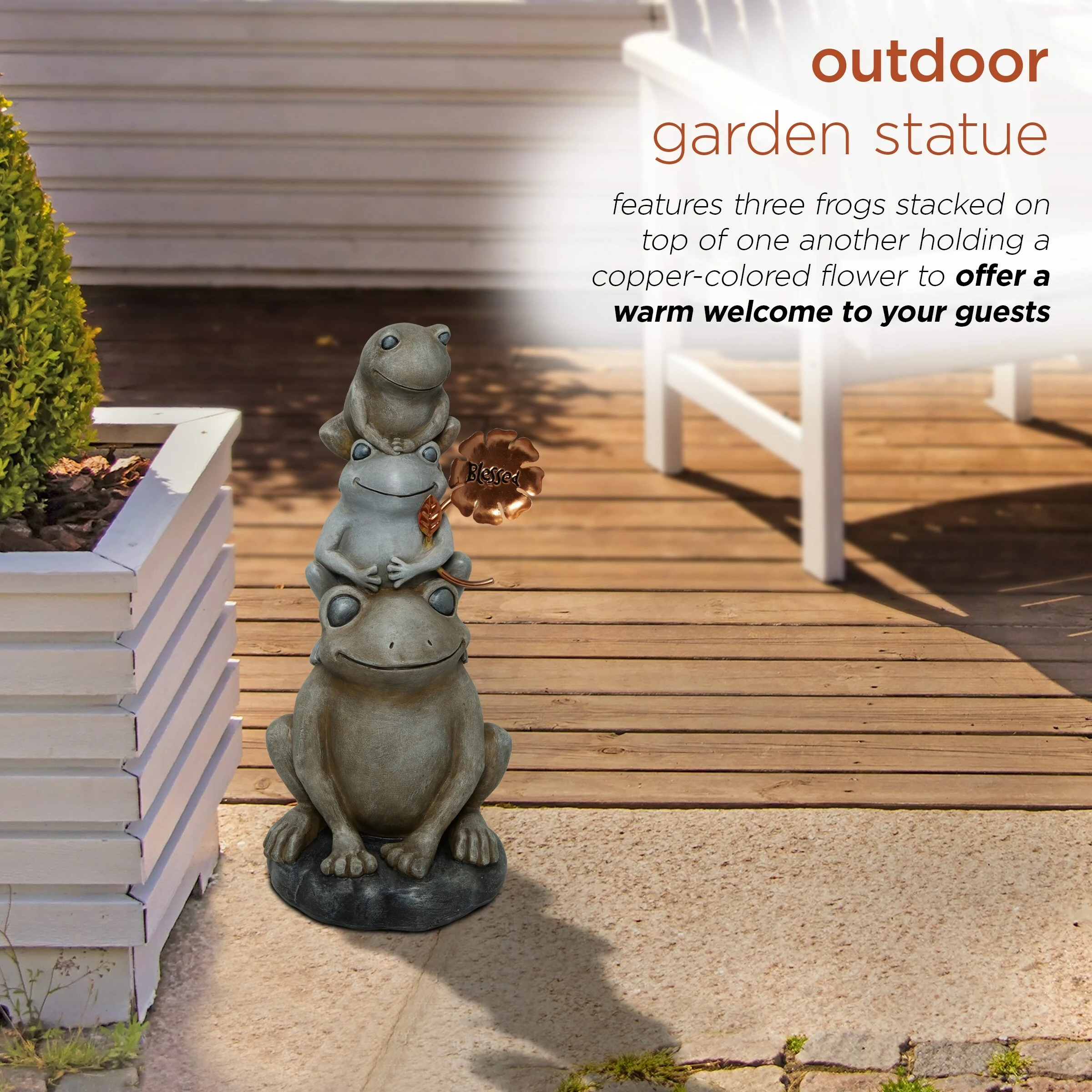 New ๐ Alpine Corporation 18"H Stacked Frogs With Flower Indoor/Outdoor Decorative Garden Statue ๐ 6 New ๐ Alpine Corporation 18"H Stacked Frogs With Flower Indoor/Outdoor Decorative Garden Statue ๐ - Image 4