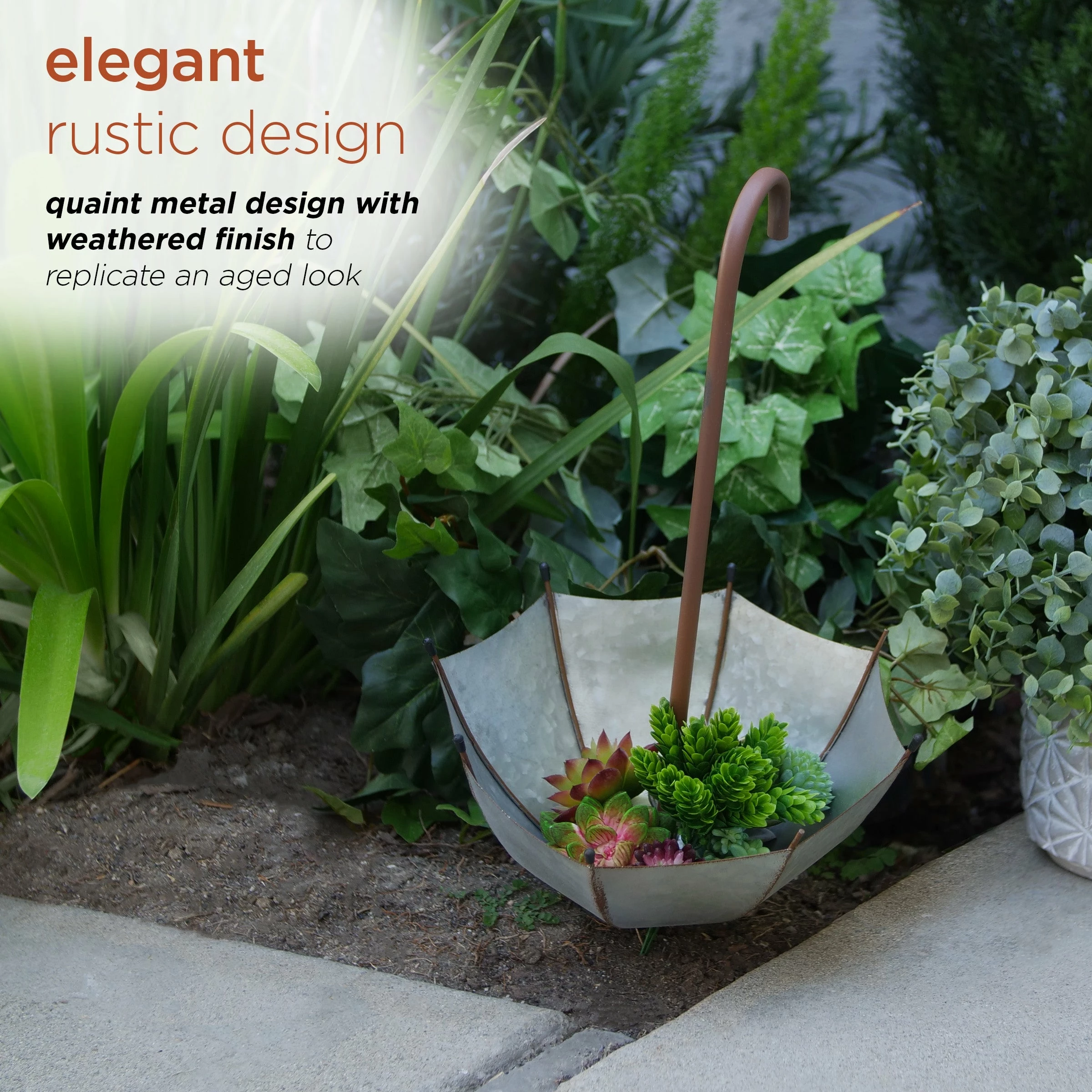 Budget β€οΈ Alpine Corporation 19" Tall Outdoor Rustic Upside Down Umbrella Garden Stake And Planter π - Image 4