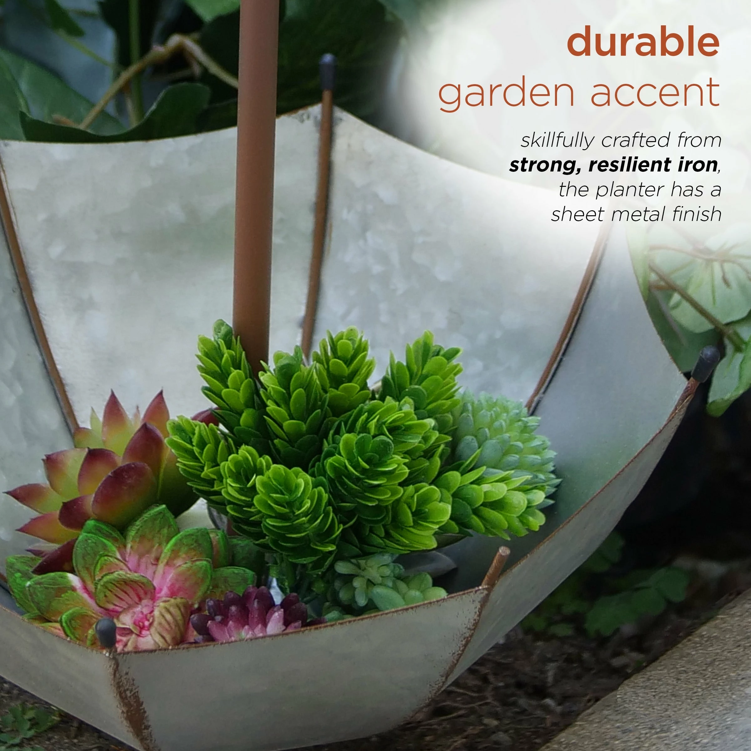 Budget β€οΈ Alpine Corporation 19" Tall Outdoor Rustic Upside Down Umbrella Garden Stake And Planter π - Image 6