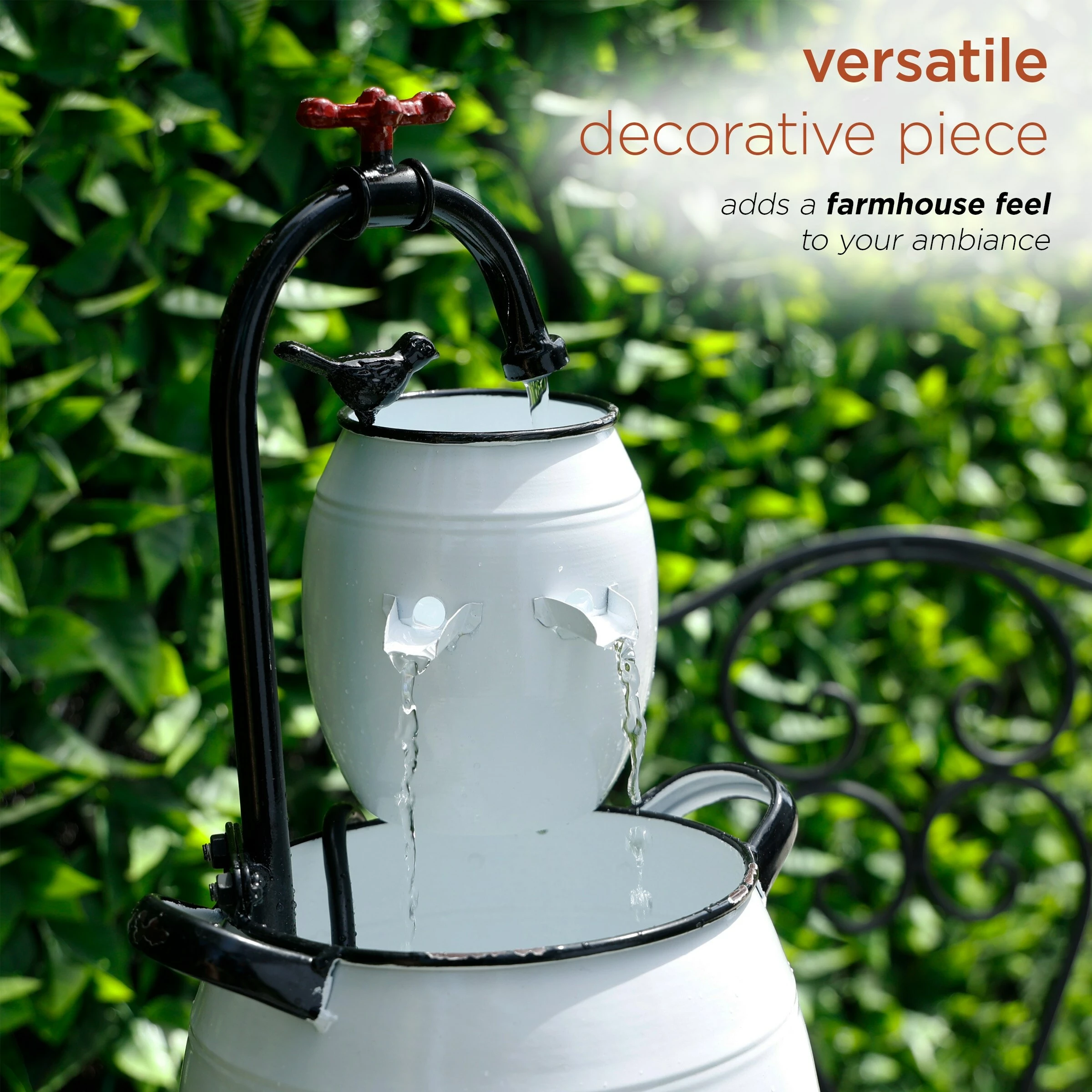 Discount π Alpine Corporation 19" Tall White Barrels & Faucet Tabletop Fountain Decoration π₯° - Image 6