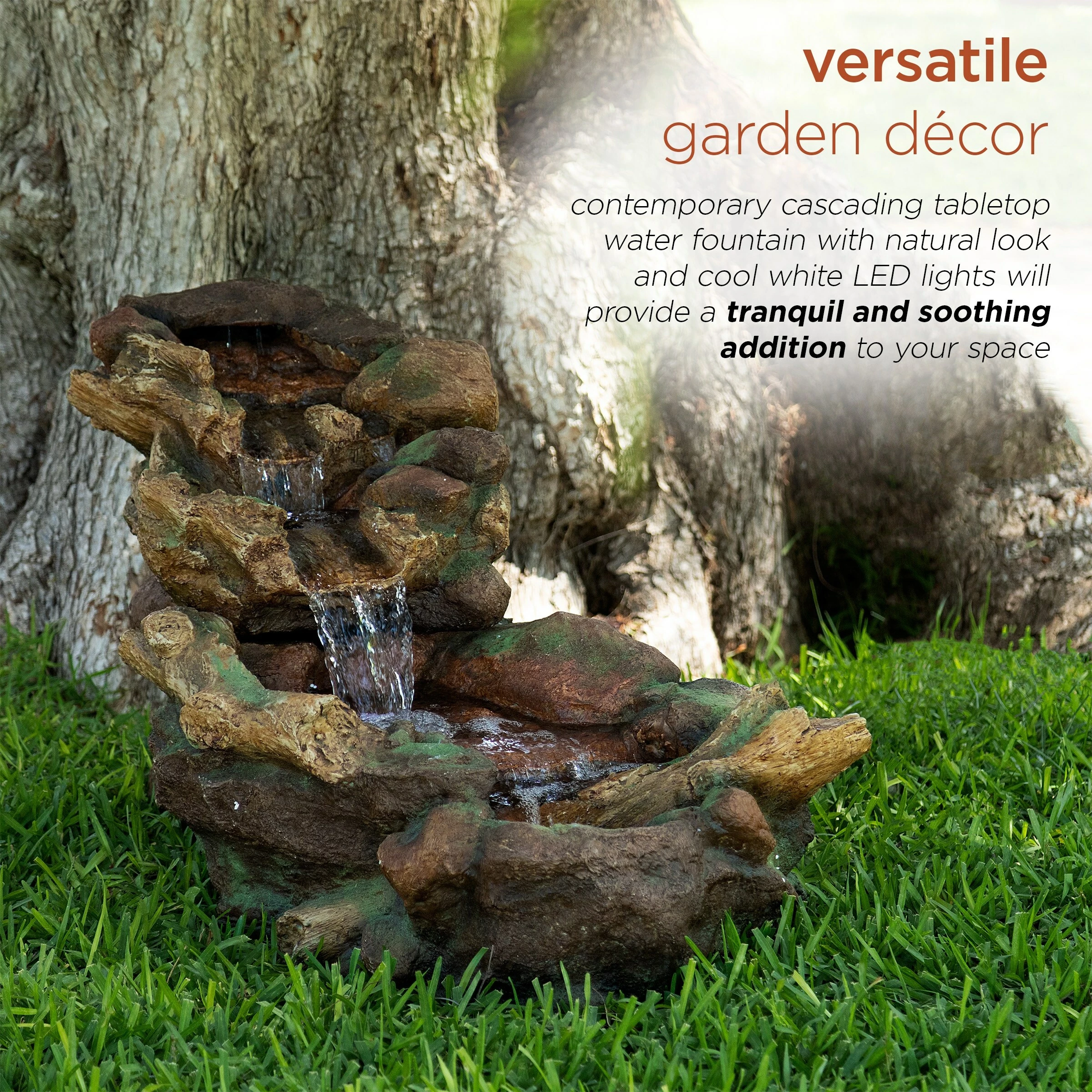 New π€© Alpine Corporation 41" Long Indoor/Outdoor Stone River Rock Fountain With LED Lights π - Image 4