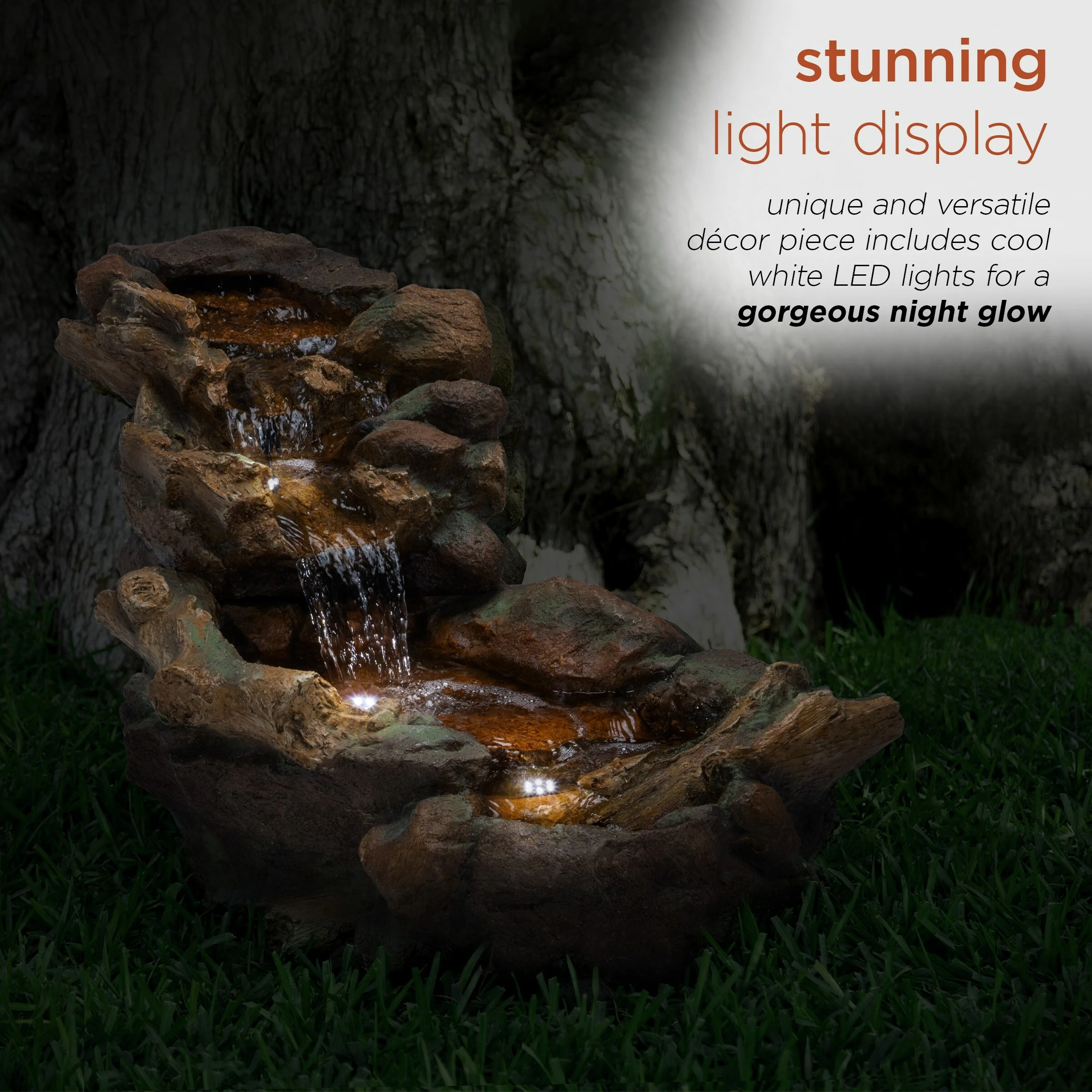 New π€© Alpine Corporation 41" Long Indoor/Outdoor Stone River Rock Fountain With LED Lights π - Image 5