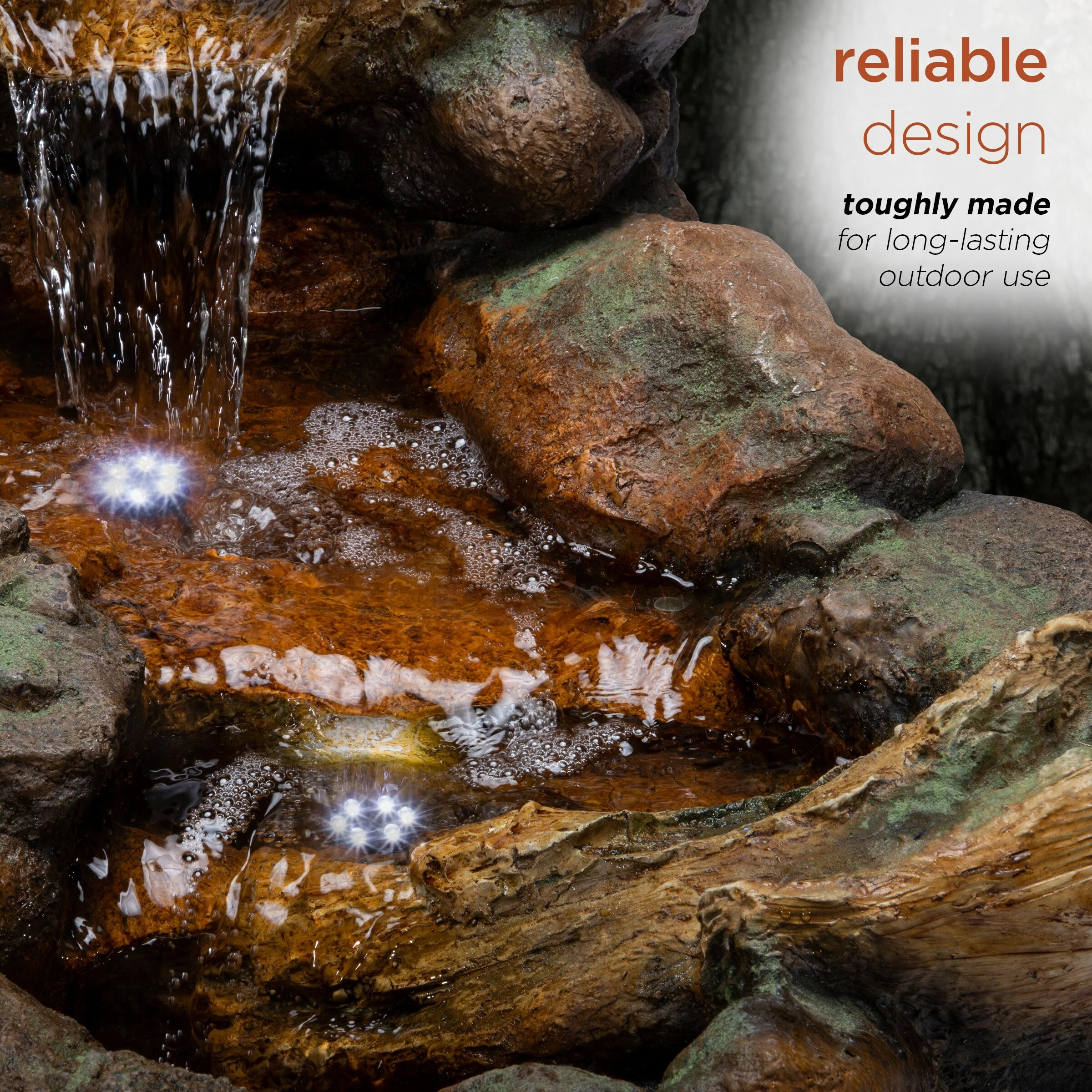 New π€© Alpine Corporation 41" Long Indoor/Outdoor Stone River Rock Fountain With LED Lights π - Image 7