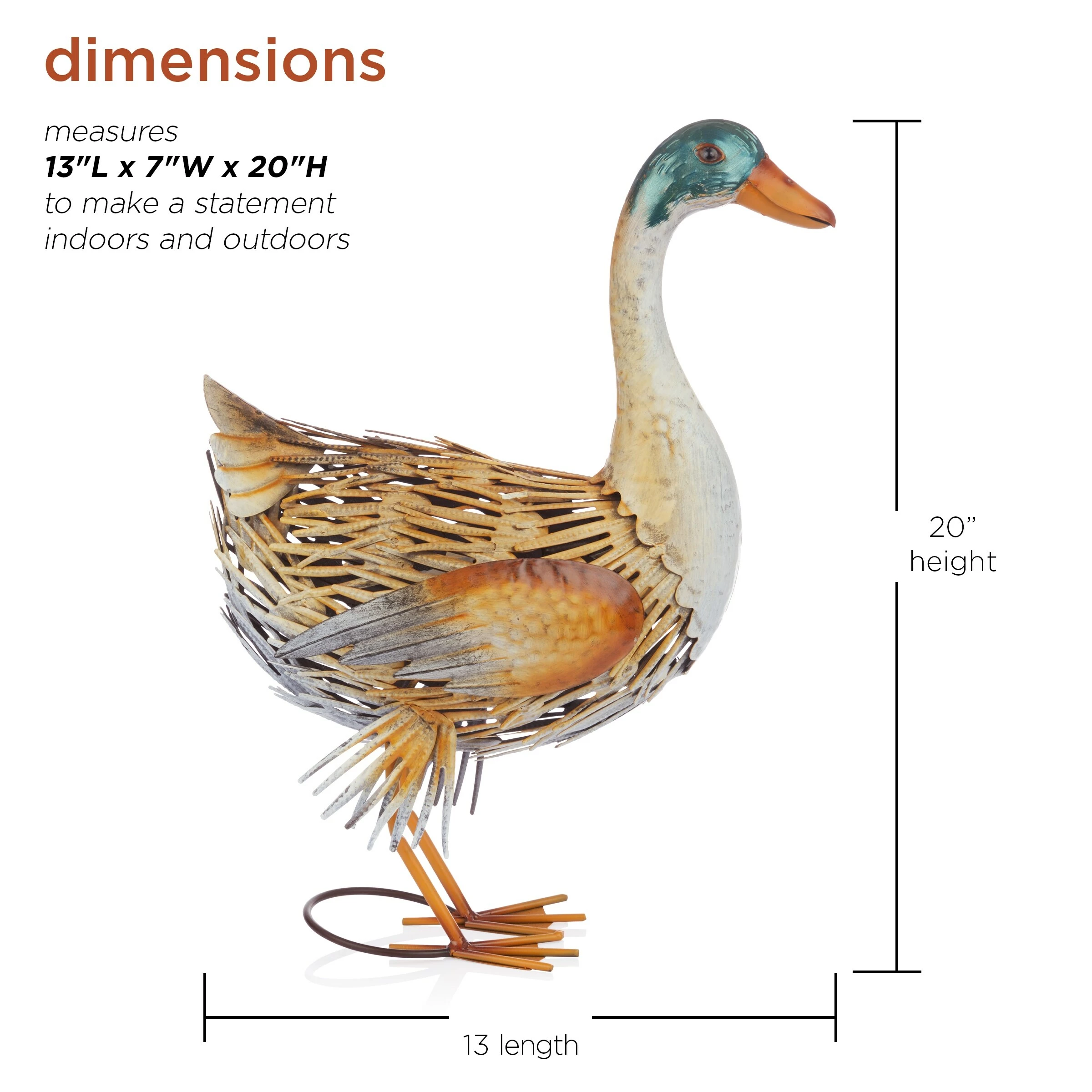Best reviews of π₯ Alpine Corporation 20"H Indoor/Outdoor Metal Standing Duck Decorative Garden Statue, Gold/Green π― - Image 3