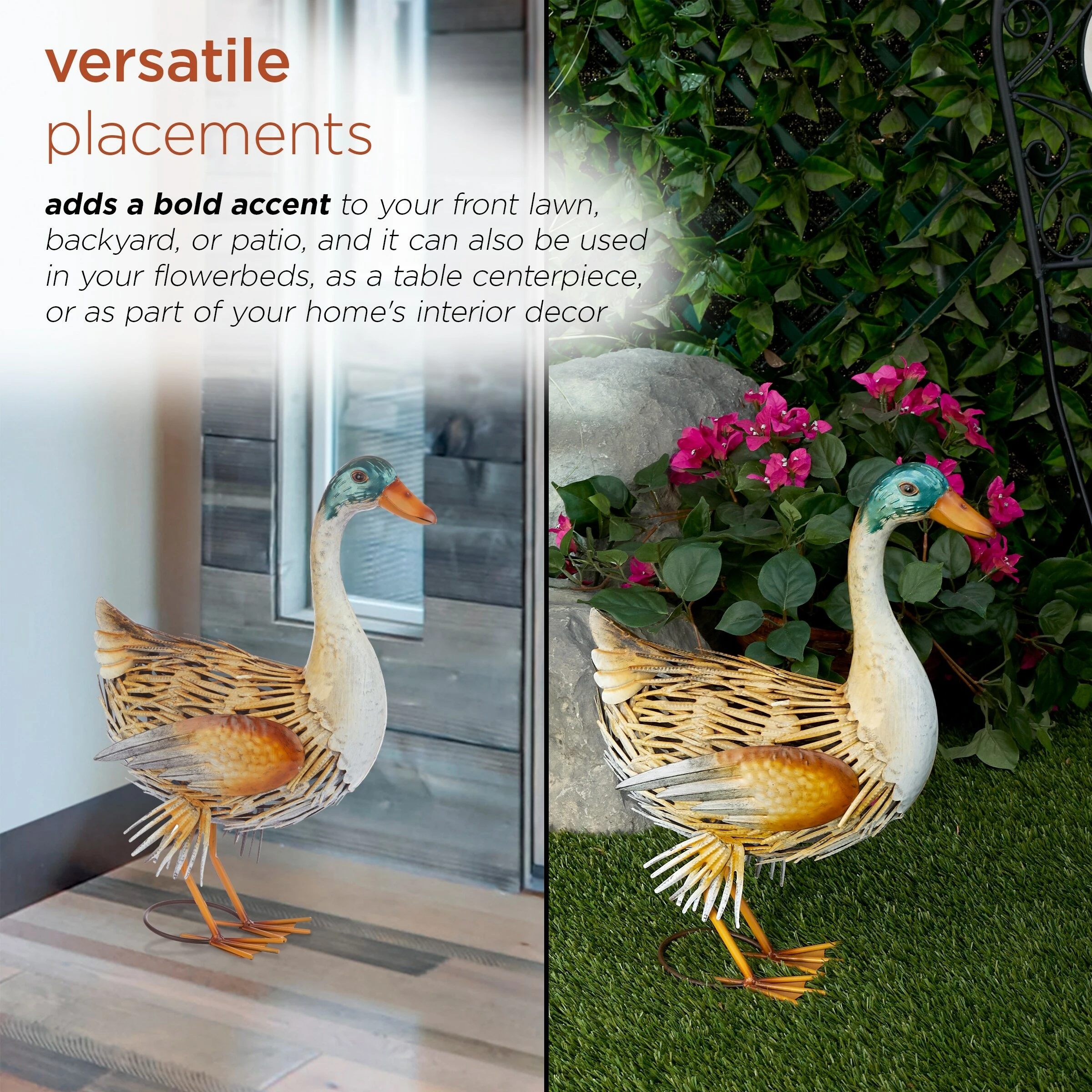 Best reviews of π₯ Alpine Corporation 20"H Indoor/Outdoor Metal Standing Duck Decorative Garden Statue, Gold/Green π― - Image 5