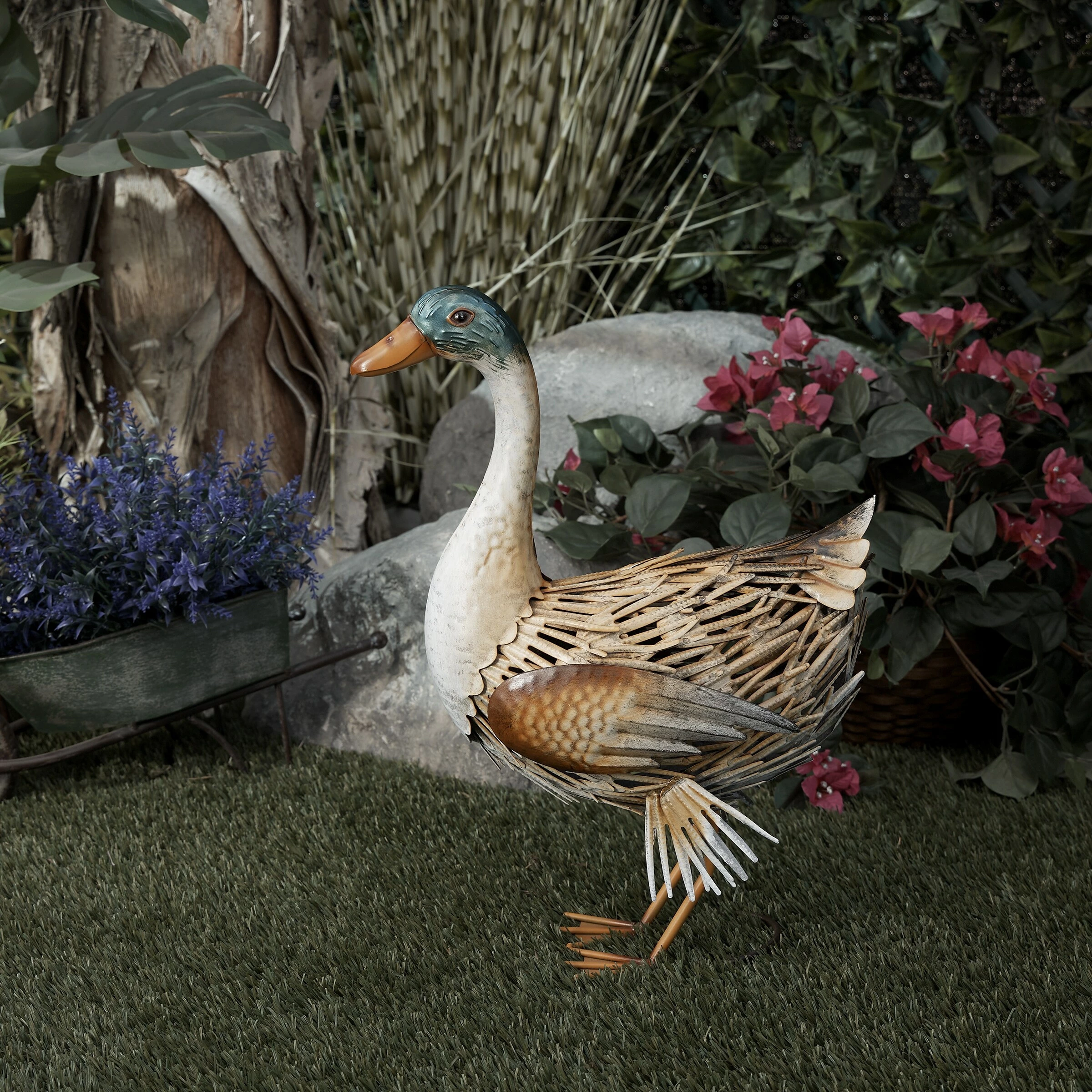 Best reviews of π₯ Alpine Corporation 20"H Indoor/Outdoor Metal Standing Duck Decorative Garden Statue, Gold/Green π―