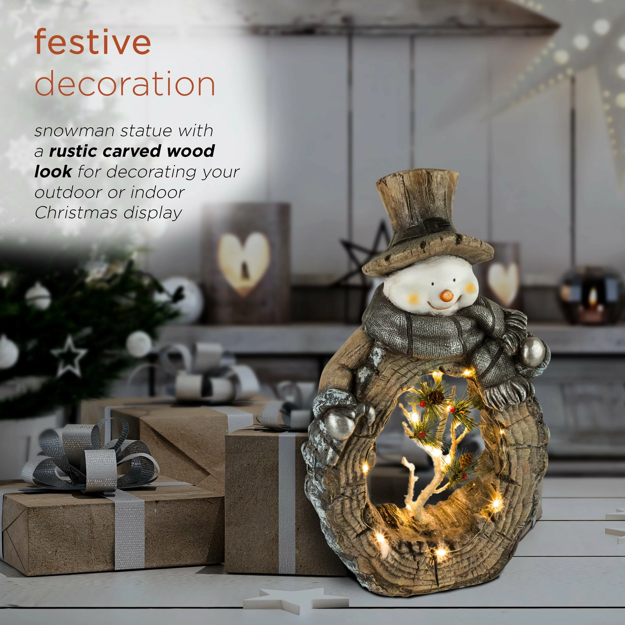 Budget π₯ Alpine Corporation 21"H Indoor/Outdoor π
Christmas Statue With Carved Wood Look And LED Lights White β¨ - Image 15