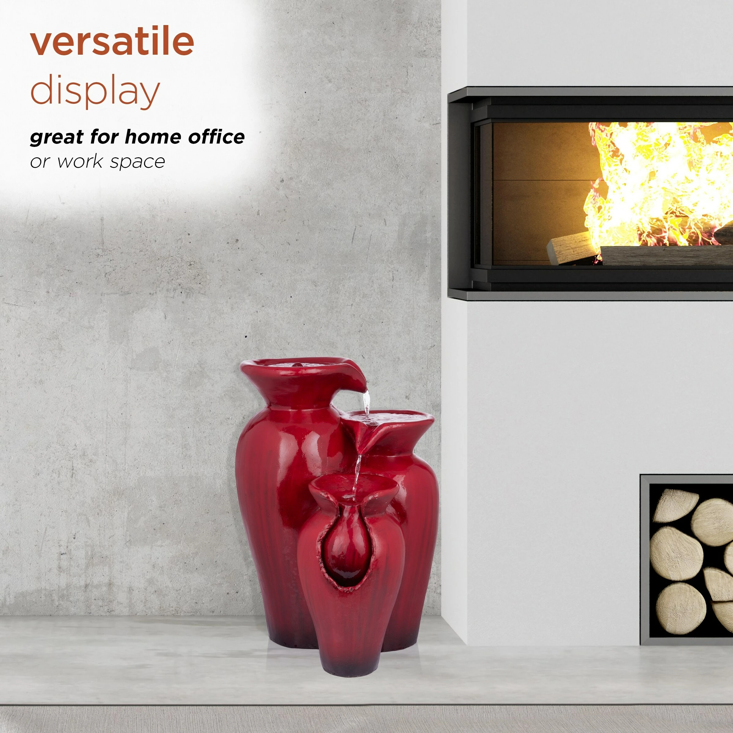 Outlet β Alpine Corporation 21"H Outdoor 3-Tier Jar Fountain, Red β - Image 6