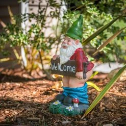 Outlet π Alpine Corporation 22" Tall Outdoor Garden Gnome Yard Statue Decoration Multi π₯