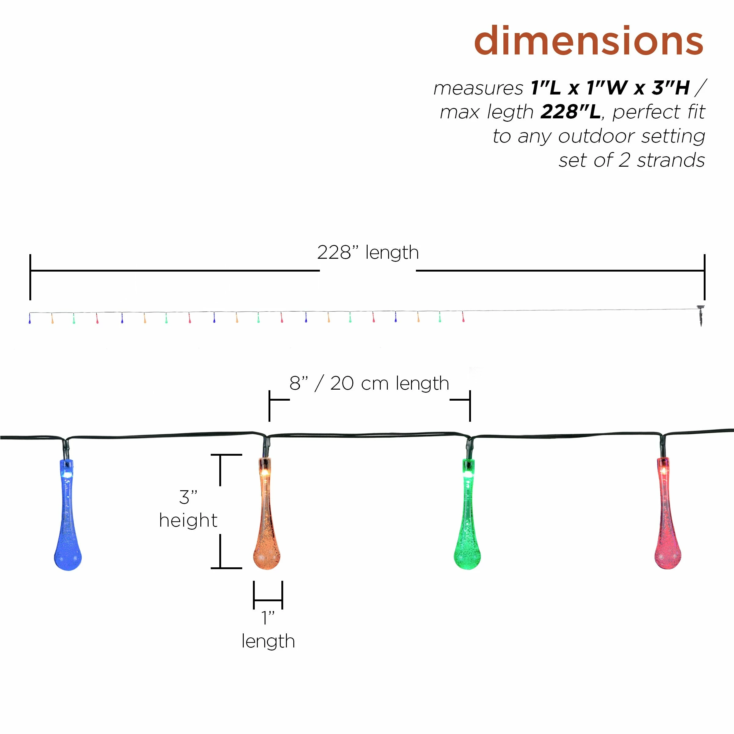 Cheap ๐ Alpine Corporation 228" 19' Long Solar Powered Multi-Color Dual Function Teardrop String Lights (Set Of 2) ๐งจ - Image 3