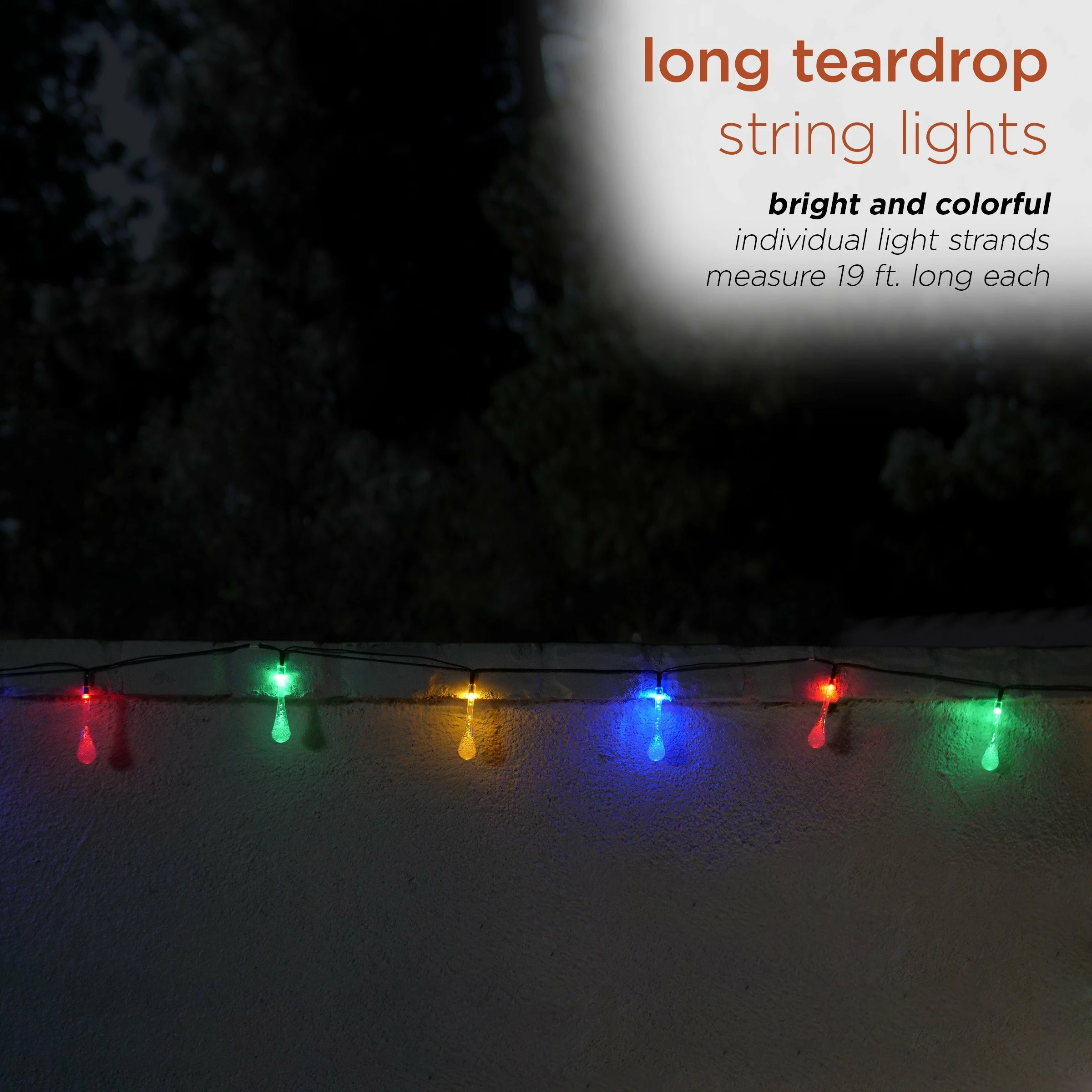Cheap ๐ Alpine Corporation 228" 19' Long Solar Powered Multi-Color Dual Function Teardrop String Lights (Set Of 2) ๐งจ - Image 6