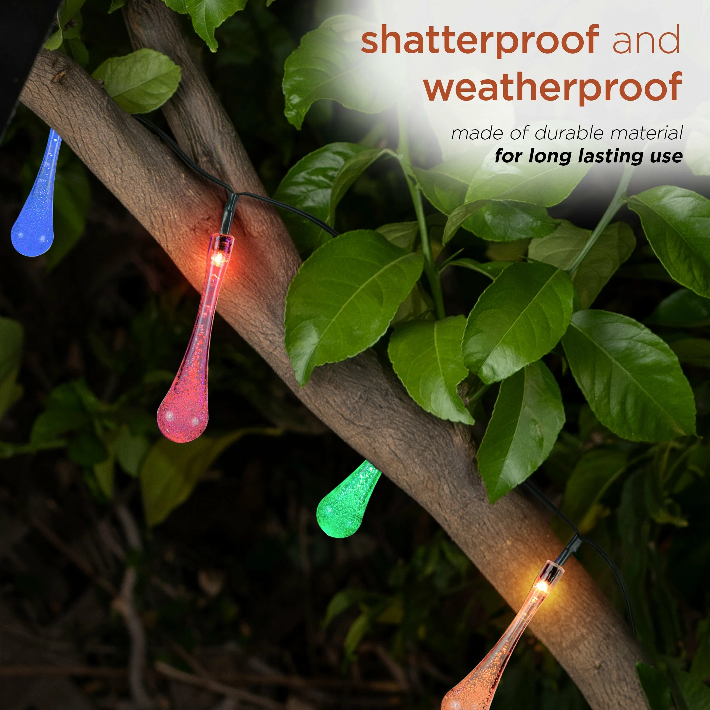 Cheap ๐ Alpine Corporation 228" 19' Long Solar Powered Multi-Color Dual Function Teardrop String Lights (Set Of 2) ๐งจ - Image 7