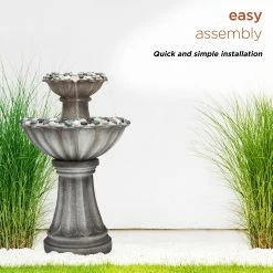 Cheapest ⌛ Alpine Corporation 24" Tall Vintage Old World Pedestal Fountain Yard Art Décor With Pebble Inlay 🔥 -Alpine Corporation Sales Alpine Corporation 2422 Tall Vintage Old World Pedestal Fountain Yard Art DC3A9cor with Pebble Inlay 2