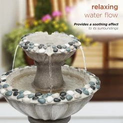 Cheapest ⌛ Alpine Corporation 24" Tall Vintage Old World Pedestal Fountain Yard Art Décor With Pebble Inlay 🔥 -Alpine Corporation Sales Alpine Corporation 2422 Tall Vintage Old World Pedestal Fountain Yard Art DC3A9cor with Pebble Inlay 4