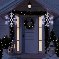 New π Alpine Corporation 24"H Indoor/Outdoor Hanging Snowflake Decoration With LED Lights π―