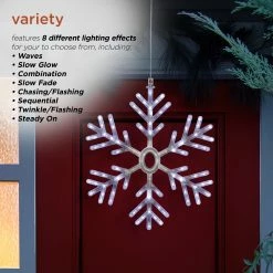 New 🎉 Alpine Corporation 24"H Indoor/Outdoor Hanging Snowflake Decoration With LED Lights 💯 -Alpine Corporation Sales Alpine Corporation 2422H Indoor Outdoor Hanging Snowflake Decoration with LED Lights 3